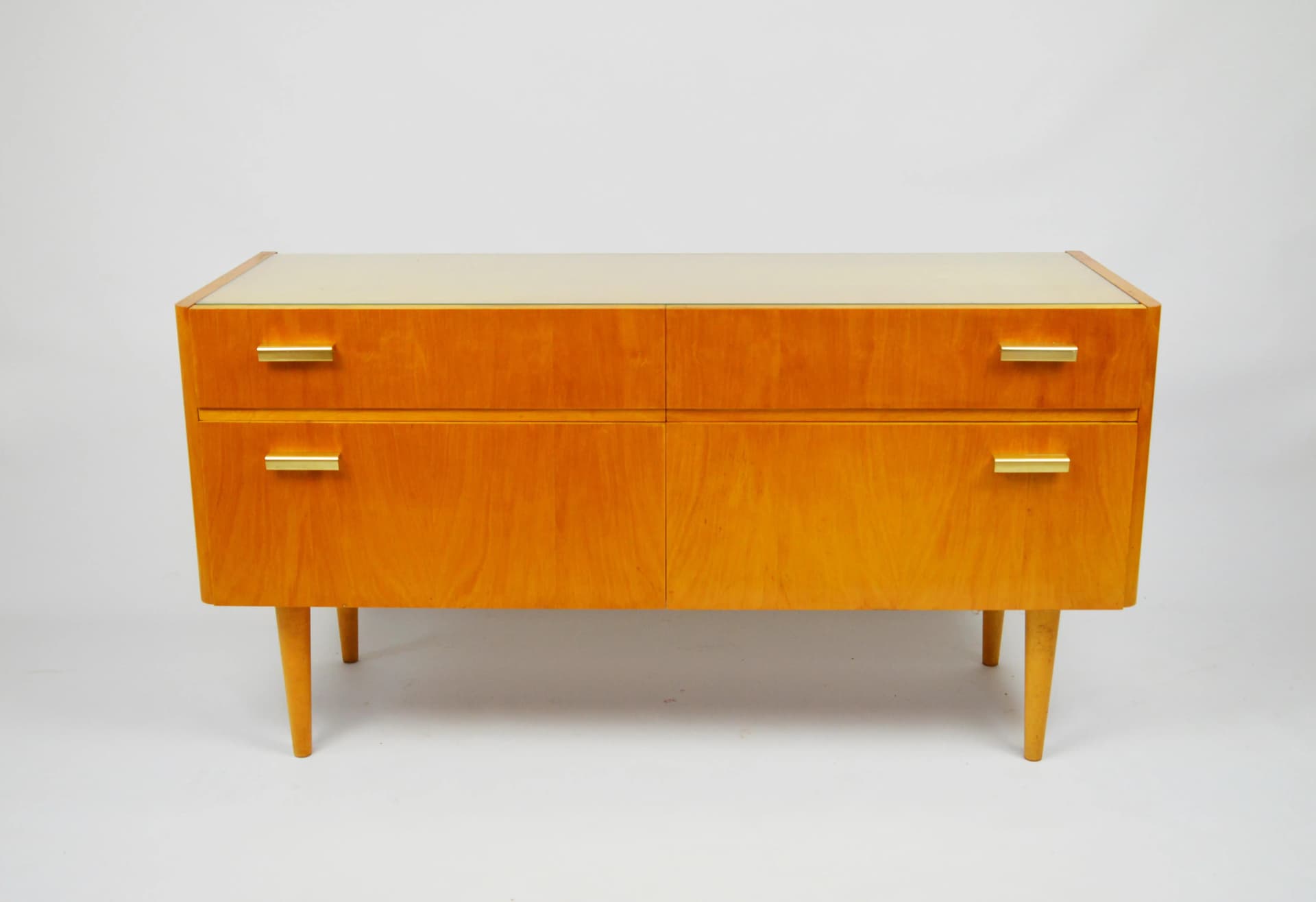 Komoda, brązowy jasny, drewno, Polska, lata 70. - 85714