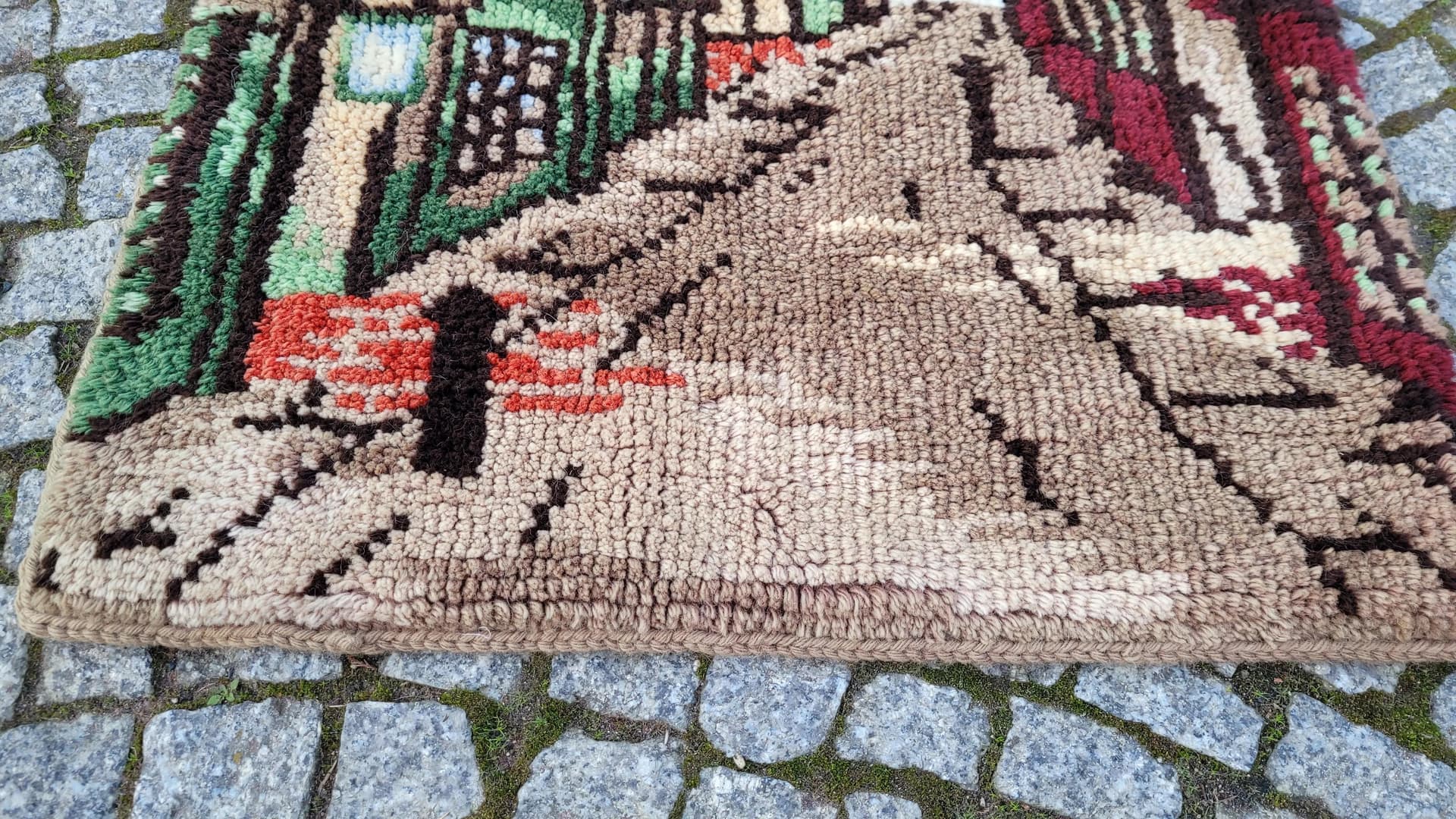 Kilim tapestry, beige, wool, Sweden, 1970s, 100x70cm - 88378