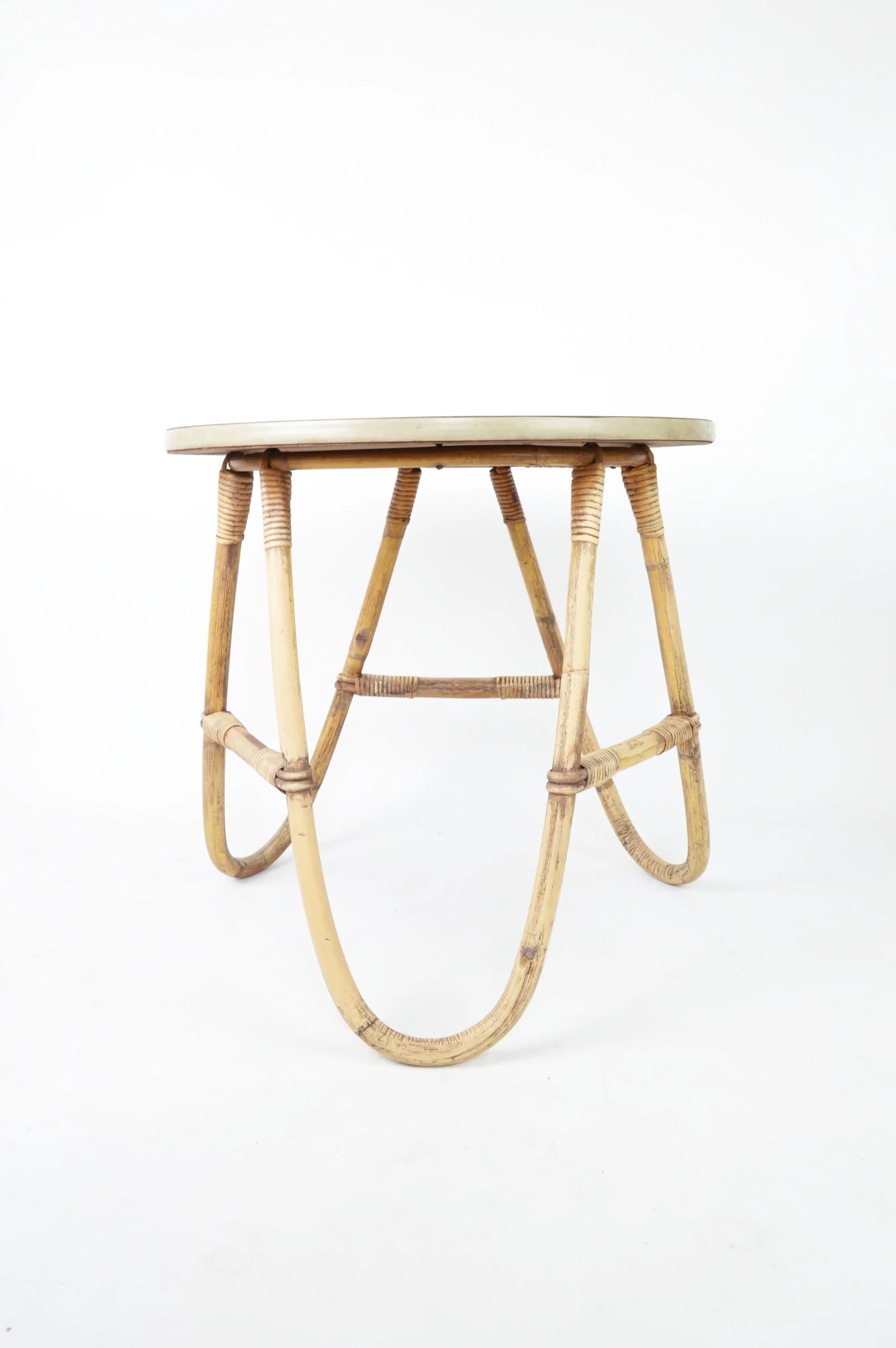 Side table, beige, bamboo, Poland, 1970s. - 85694