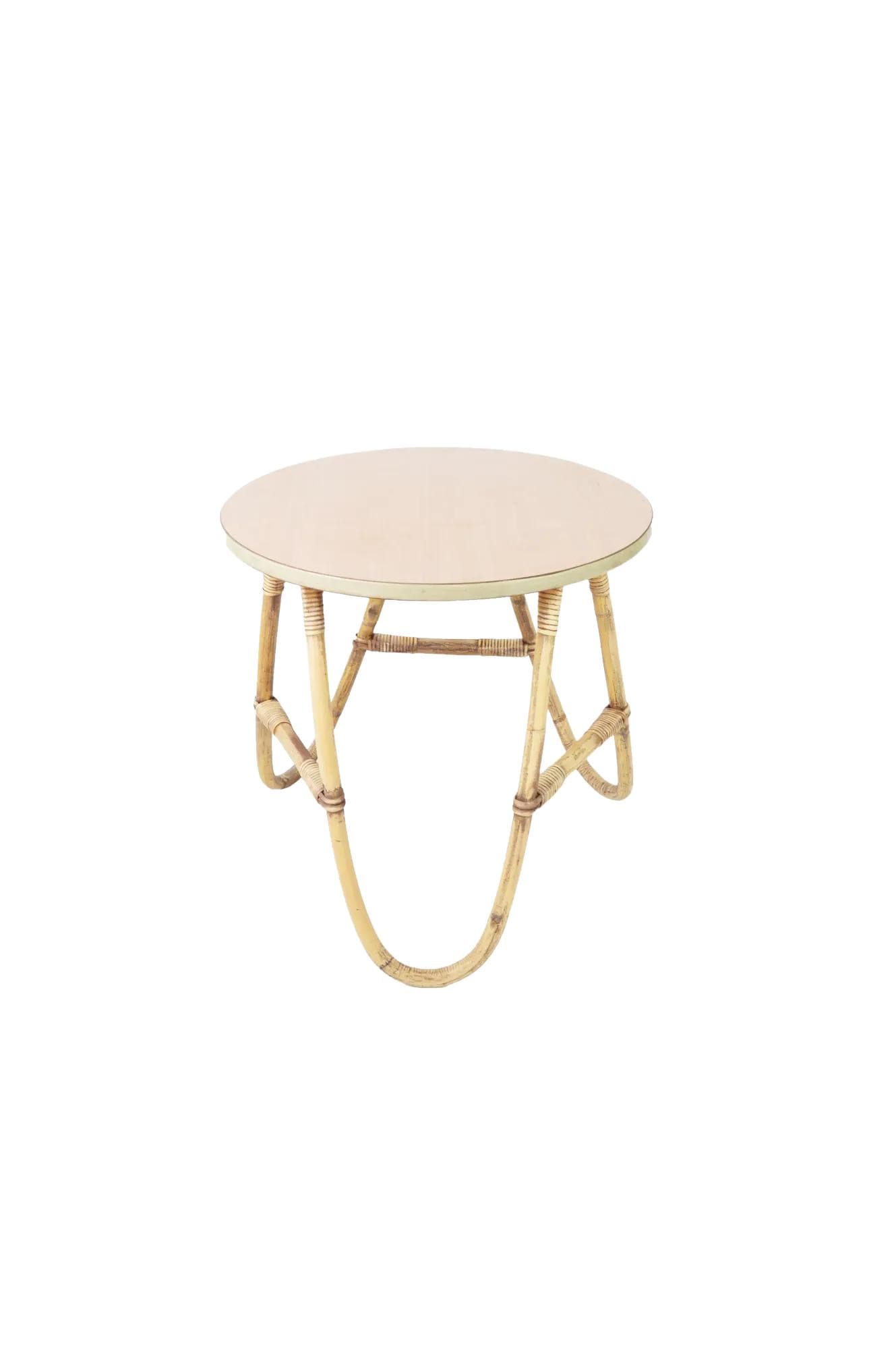Side table, beige, bamboo, Poland, 1970s.