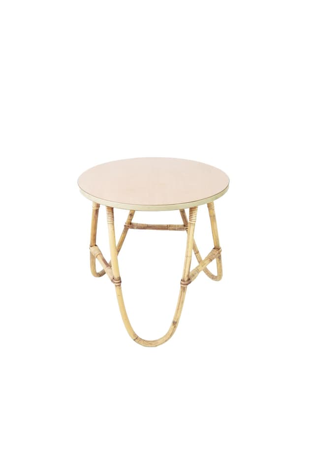 Side table, beige, bamboo, Poland, 1970s. - DIMENSION