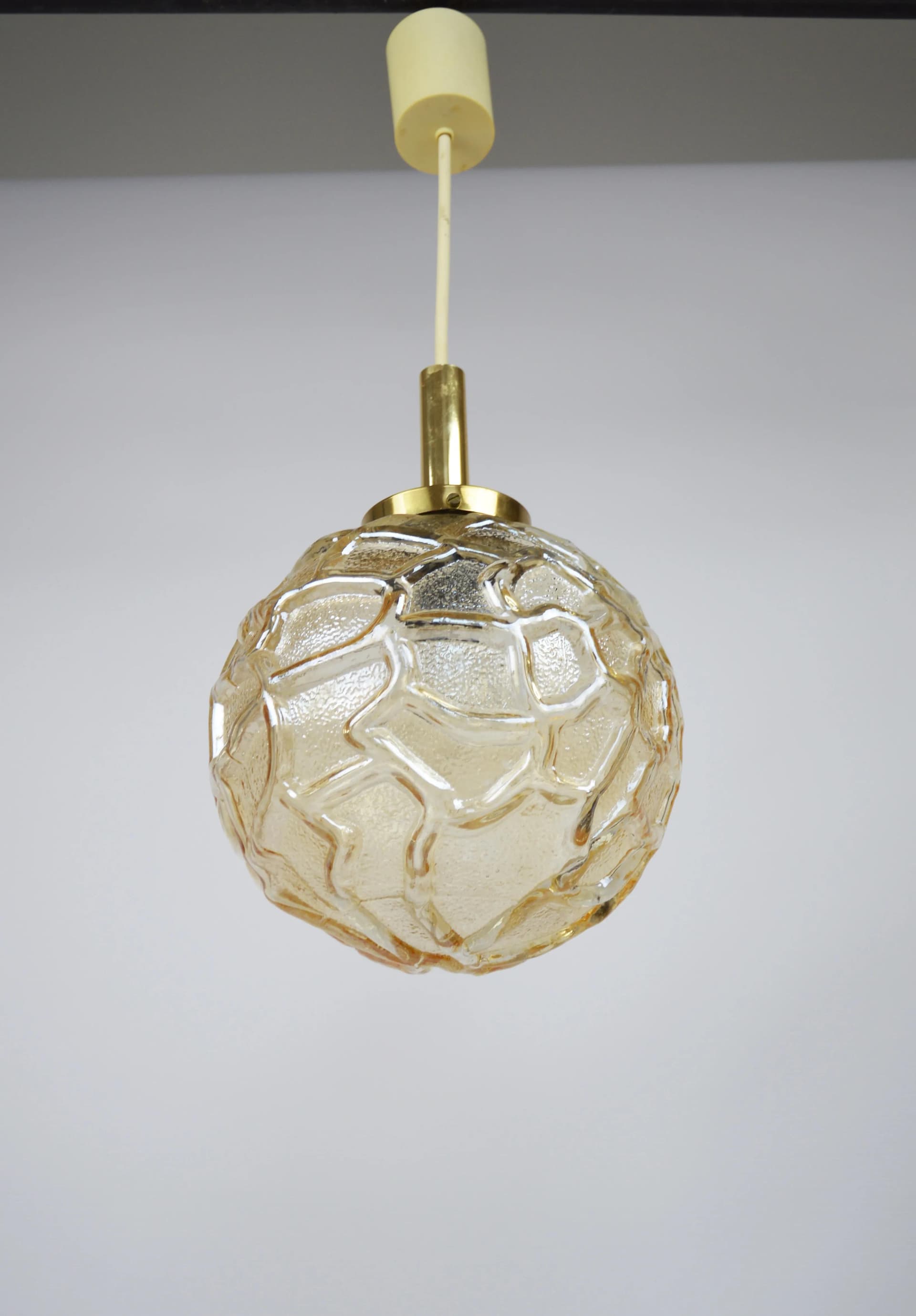 Pendant lamp, golden glass, Germany, 1970s. - 85628