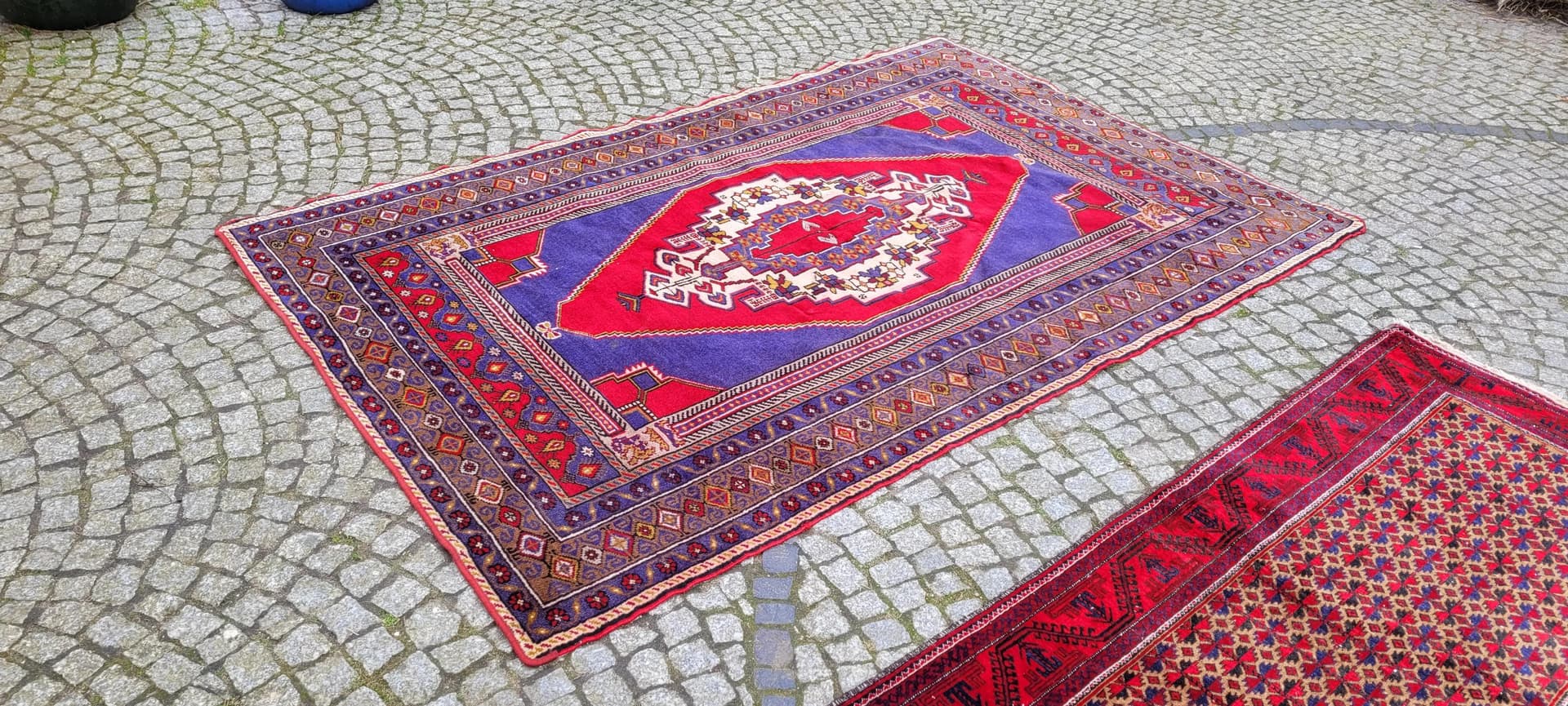 Dywan anatolijski 157x248cm, fioletowy, wełna, Turcja, lata 60. - 88345