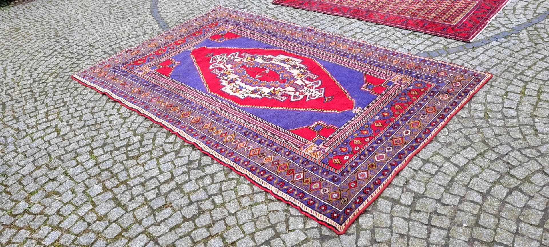 Dywan anatolijski 157x248cm, fioletowy, wełna, Turcja, lata 60. - 88349