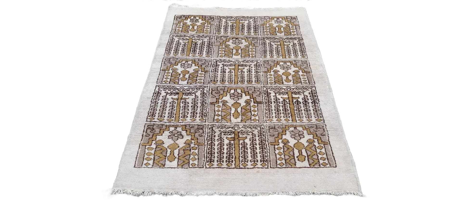 Dywan kwateralny, beżowy, wełna, Tunezja, lata 60.