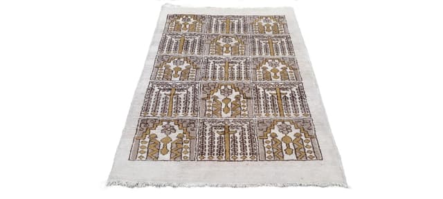 Dywan kwateralny, beżowy, wełna, Tunezja, lata 60. - WYMIARY