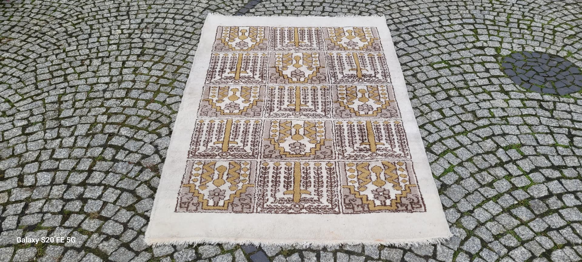 Dywan kwateralny, beżowy, wełna, Tunezja, lata 60. - 88335