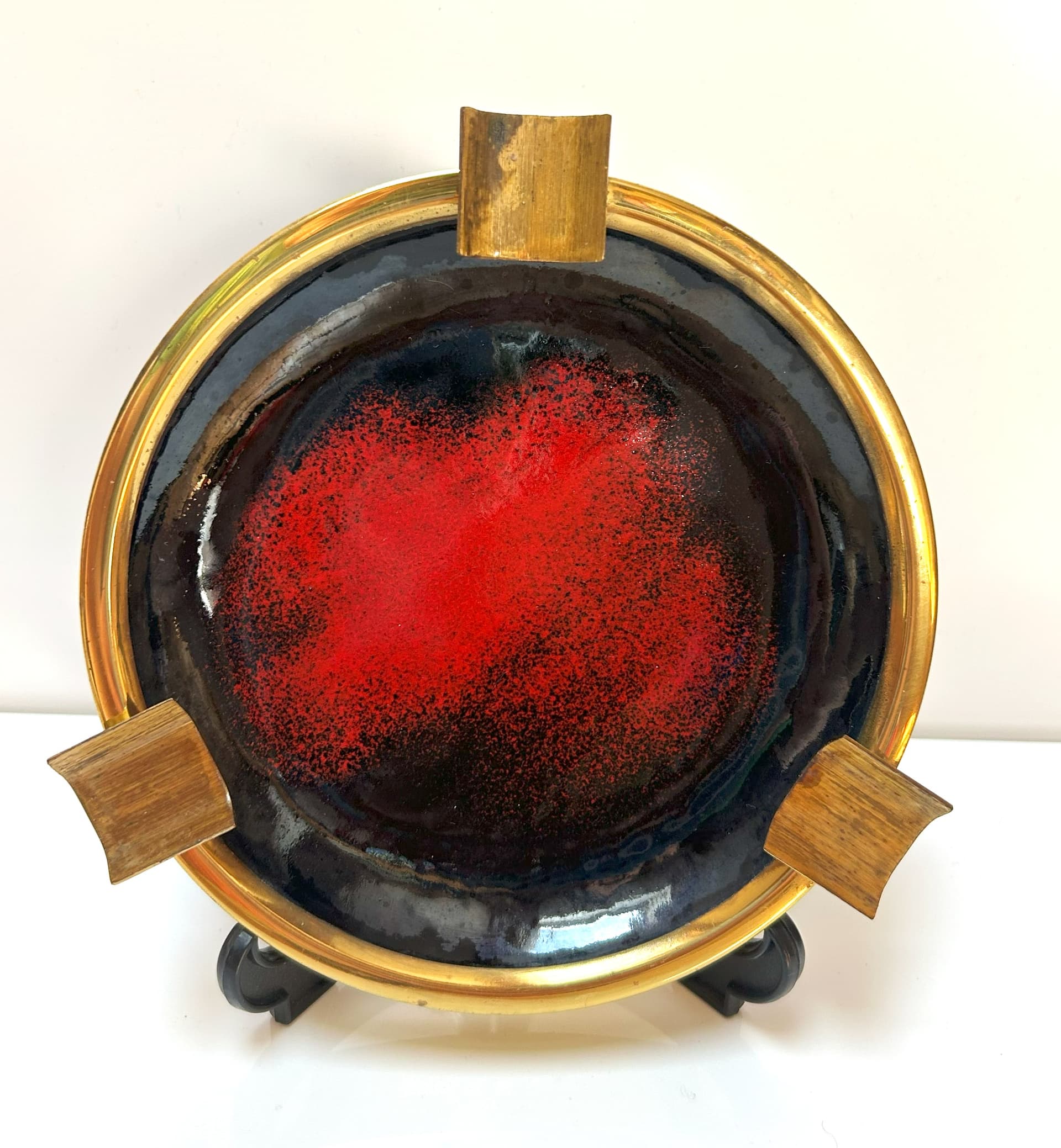 Popielniczka Space Age, mosiądz czarny, Niemcy, lata 70. - 6822