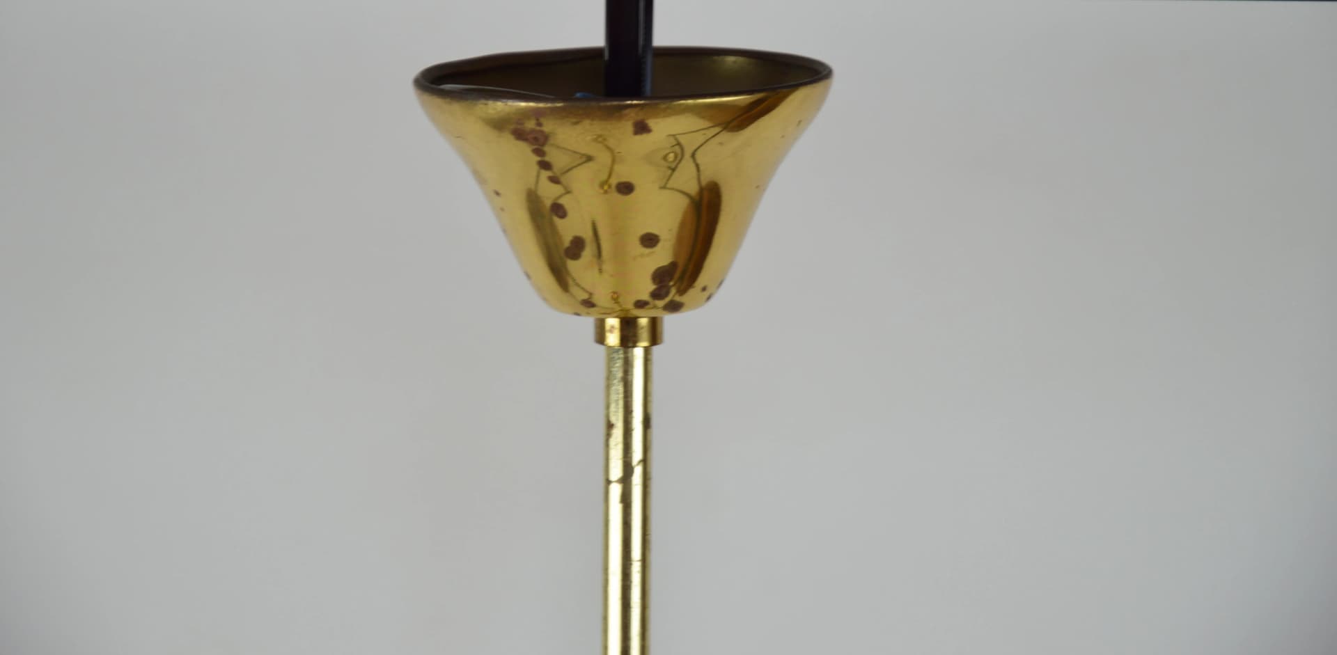 Żyrandol, srebrny, mosiądz złoty, szkło matowe, Polska, lata 80. - 85549