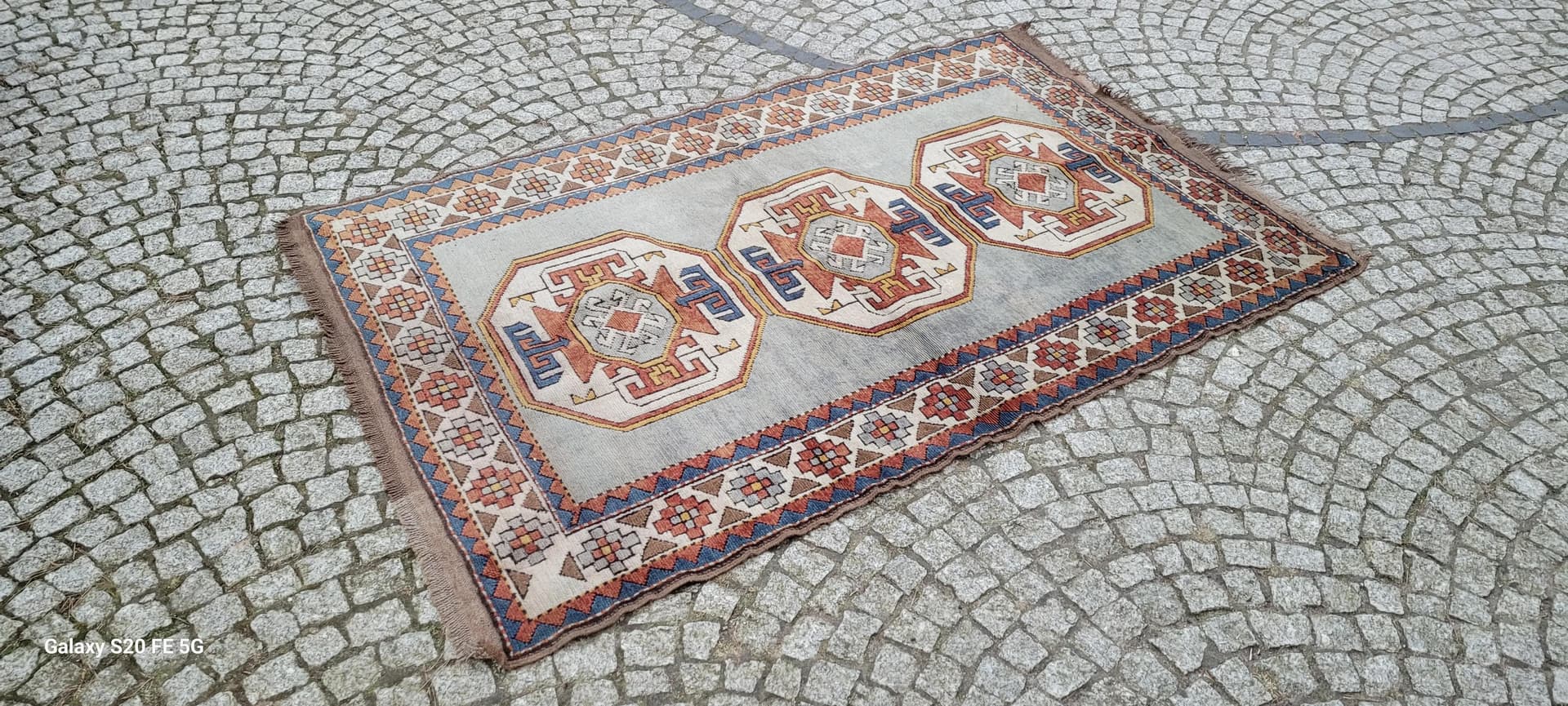 Dywan Kazak, 133x210 cm, beżowy, wełna, Turcja, lata 60. - 88297