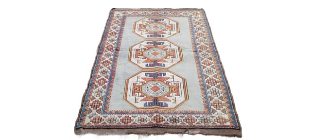 Dywan Kazak, 133x210 cm, beżowy, wełna, Turcja, lata 60. - WYMIARY