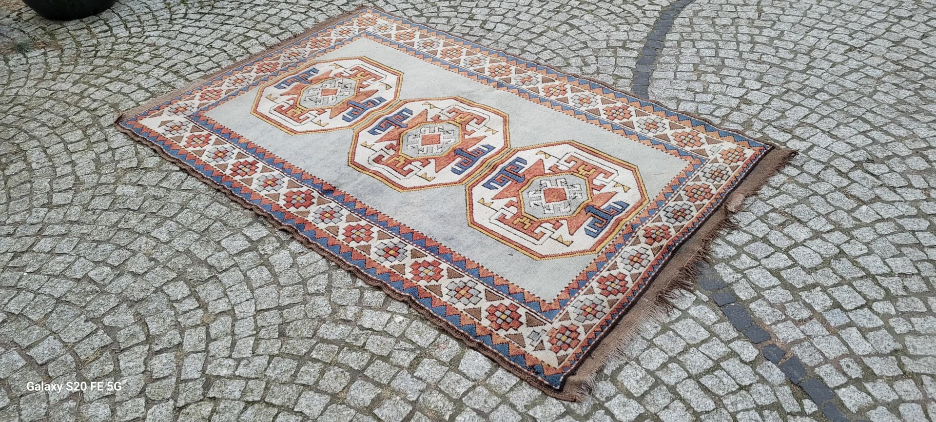 Dywan Kazak, 133x210 cm, beżowy, wełna, Turcja, lata 60. - 88298