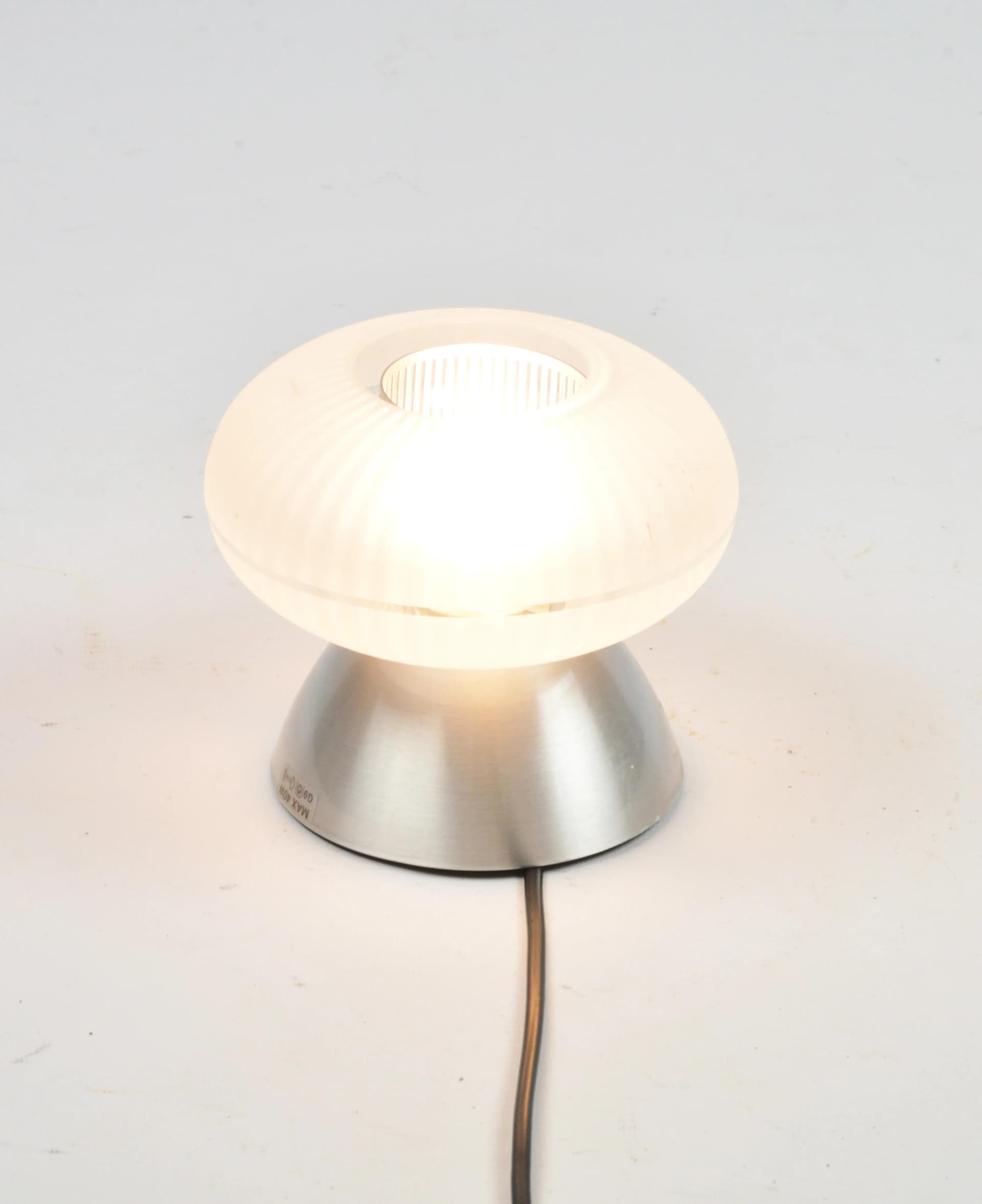 Pair of ceiling lamps, milky white glass, steel, Belid, Sweden, 1980s. - 85531