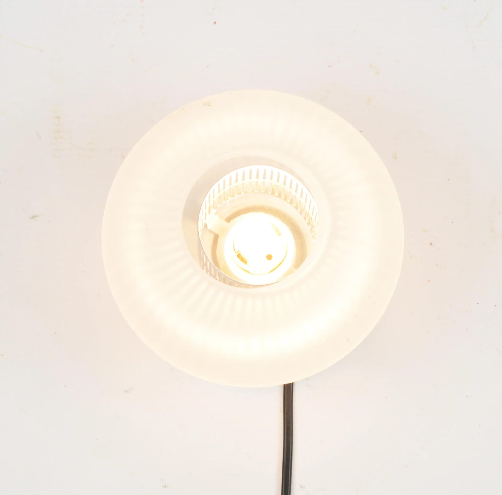 Pair of ceiling lamps, milky white glass, steel, Belid, Sweden, 1980s. - 85532