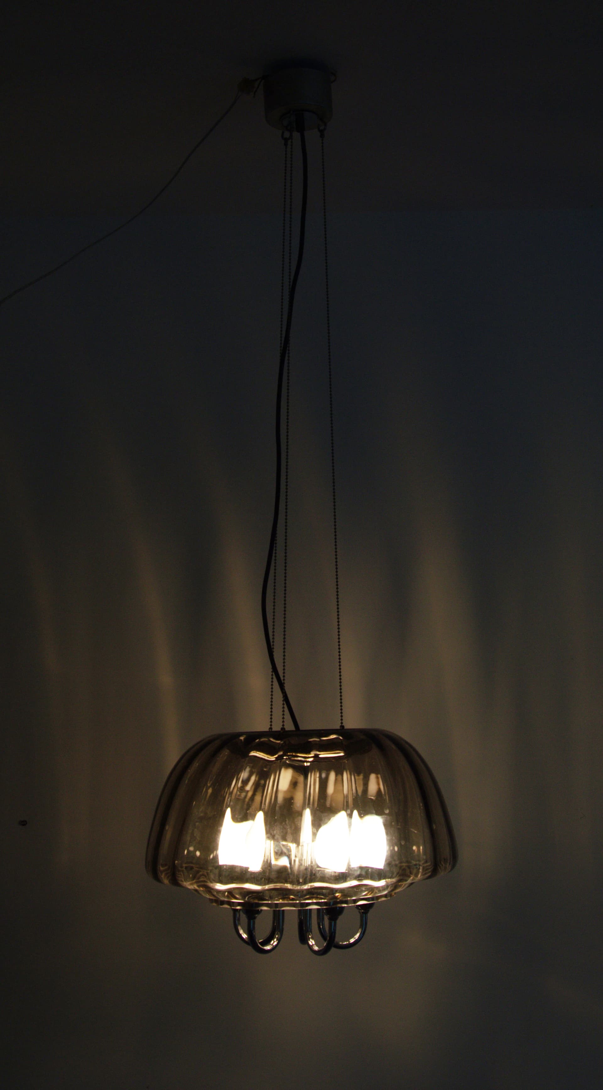 Żyrandol Limburg, szkło szare, Limburg, Niemcy, lata 70. - 85484