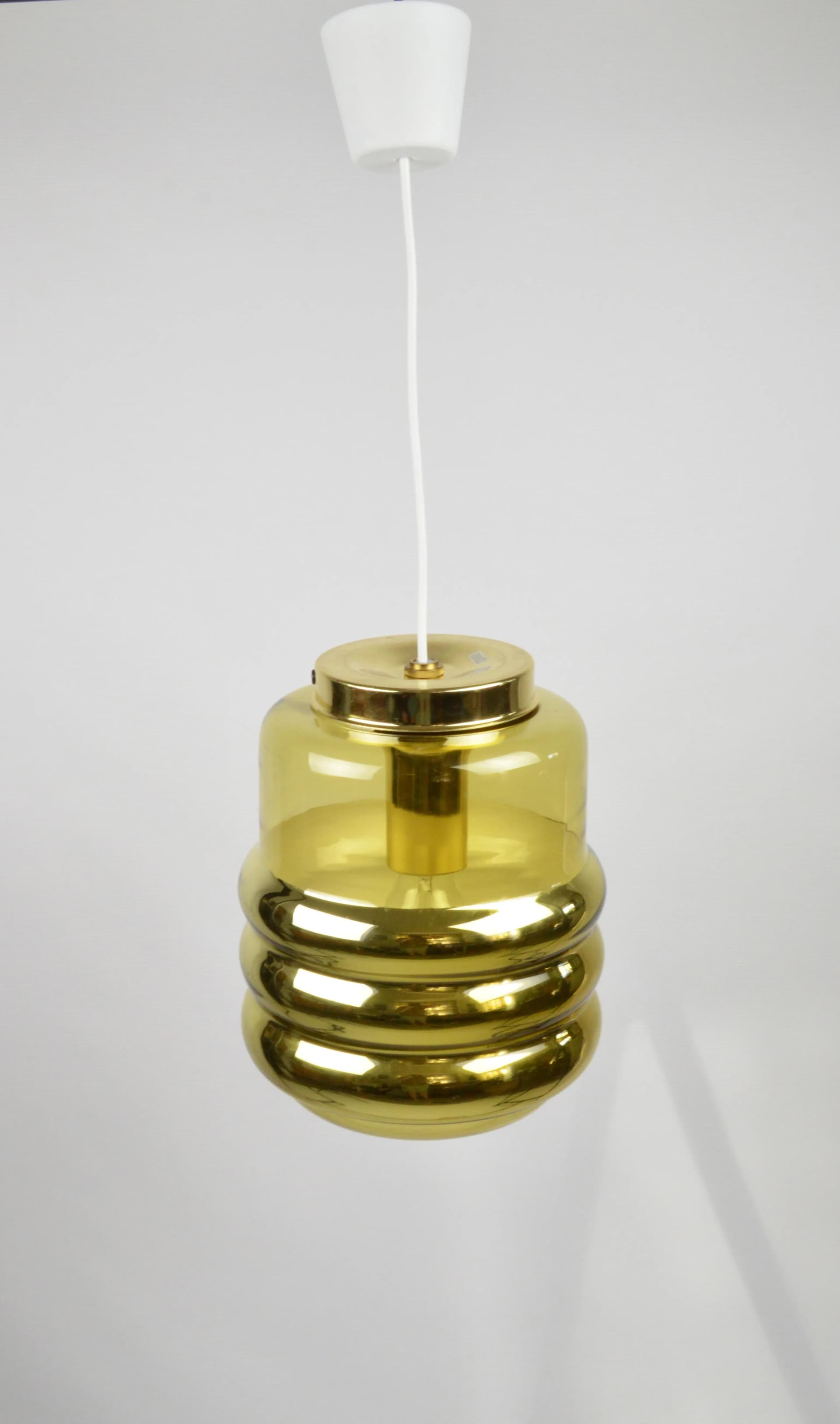 Lampa wisząca, złota, szkło, Peill & Putzler, Niemcy, lata 70. - 85469