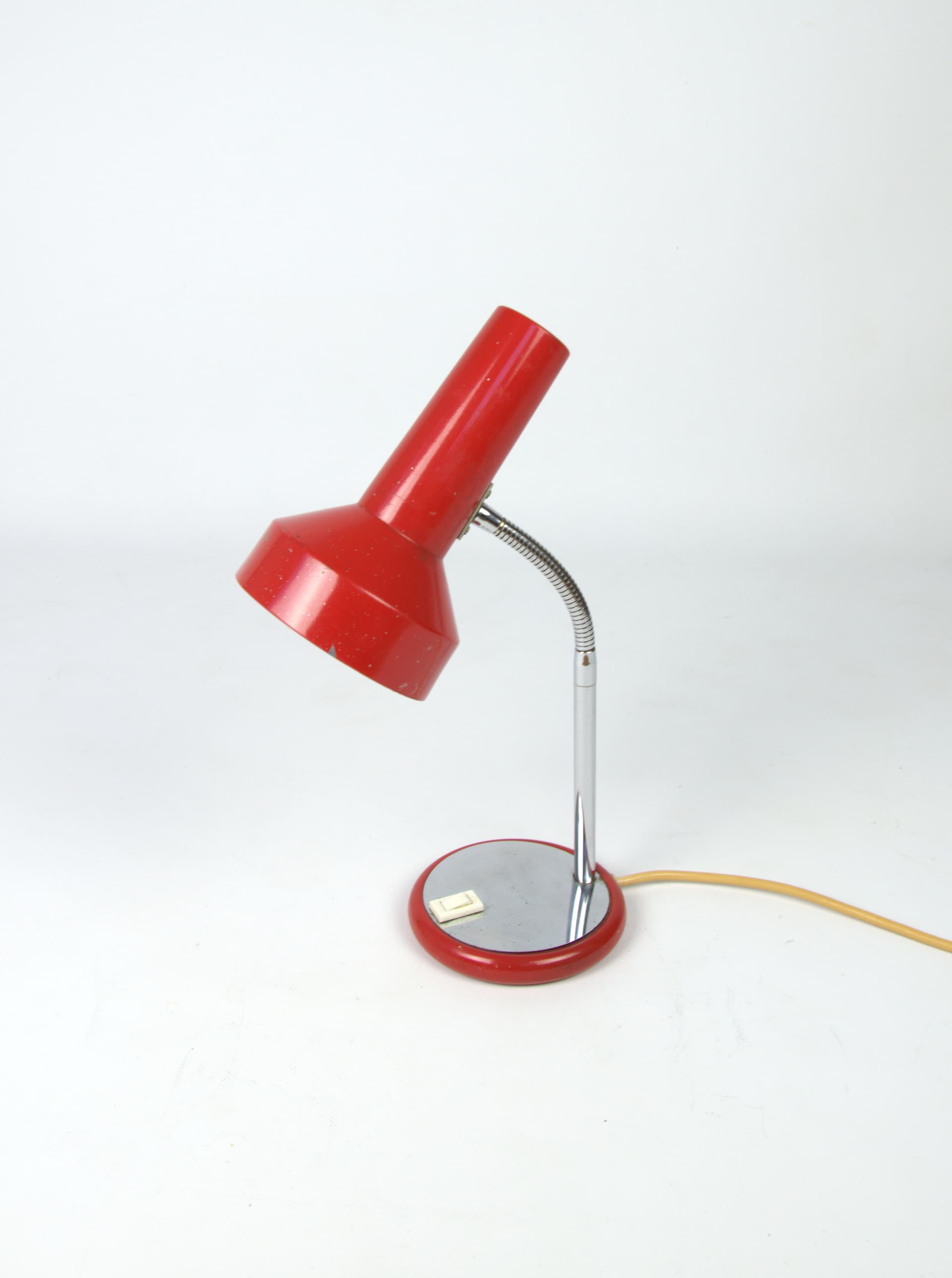 Desk lamp, red, chrome metal, Poland, 1970s. - 85459