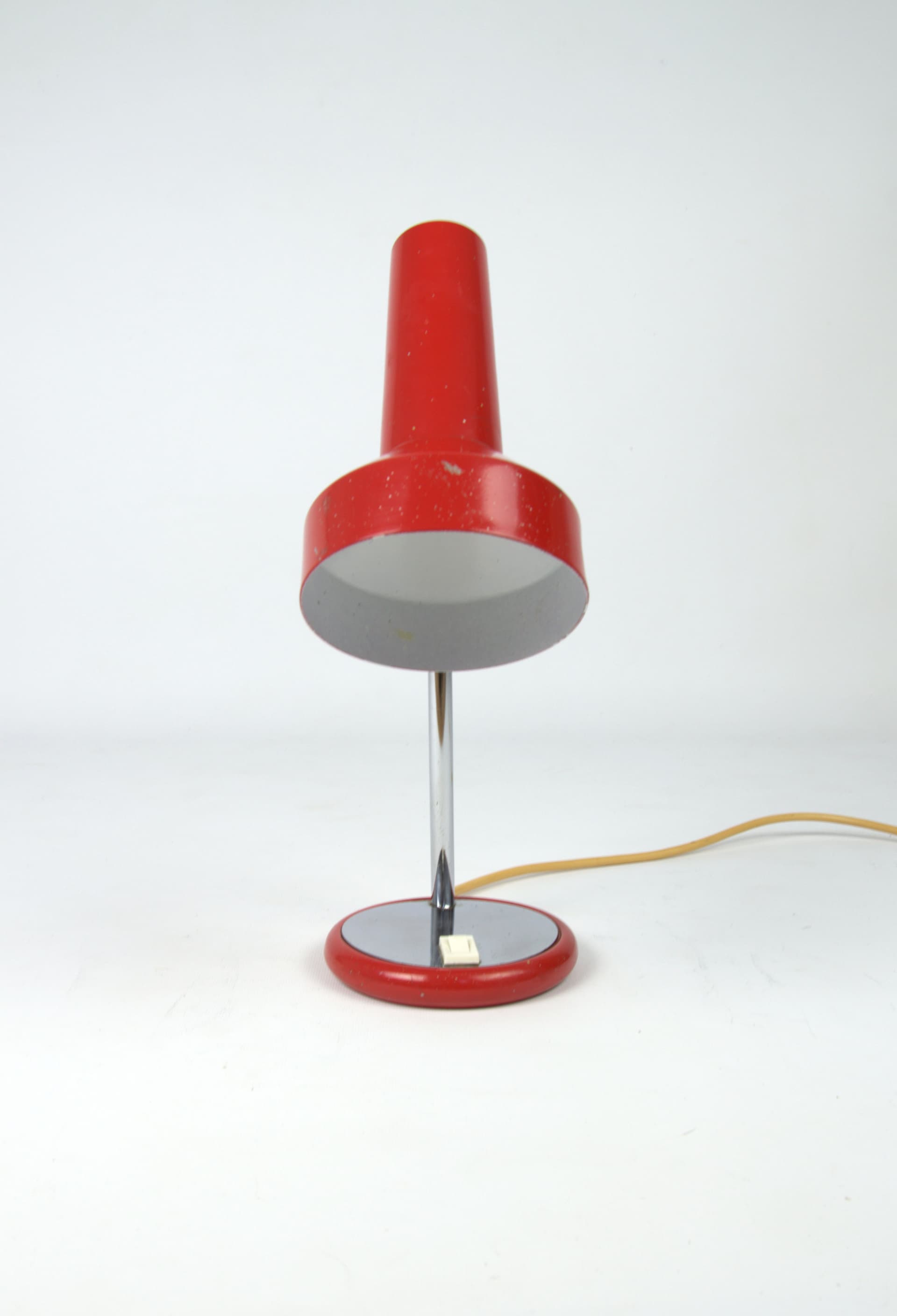 Desk lamp, red, chrome metal, Poland, 1970s. - 85458