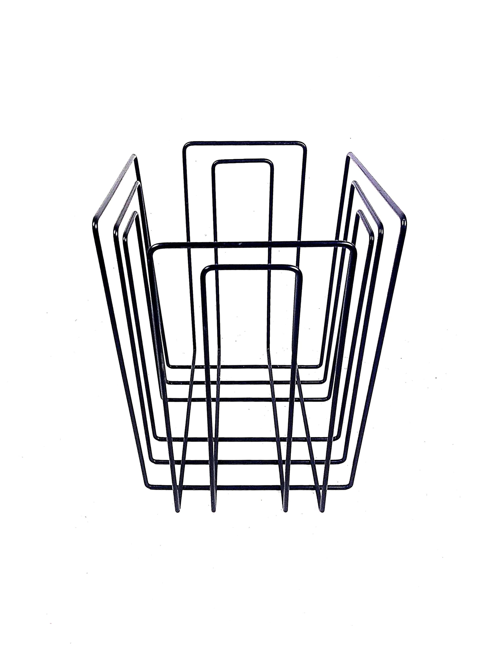 Magazine Rack TMP, black metal, by W. Glaeser, Switzerland, 1980s. - 85446