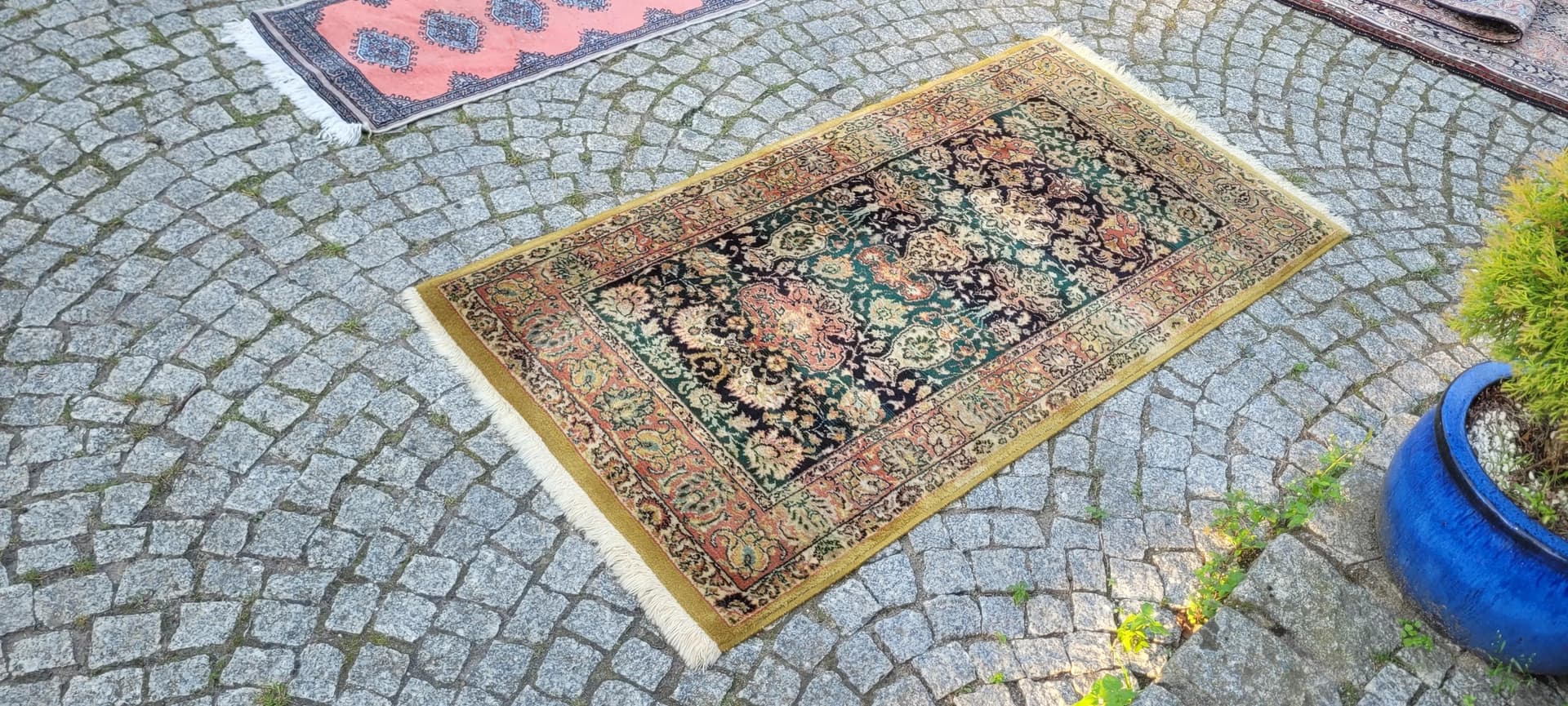 Dywan perski, zielony, wełna, 84x170 cm, Polska - 88220