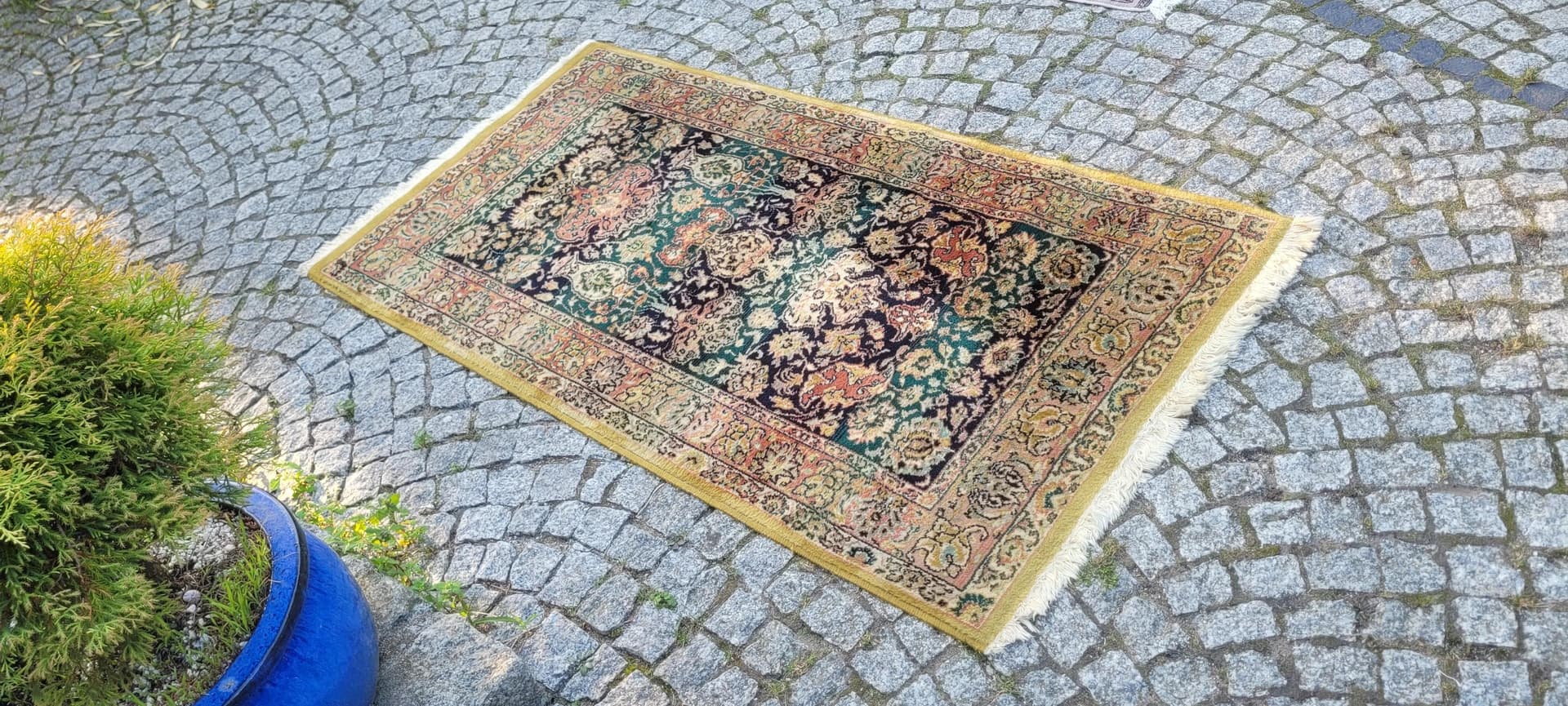 Dywan perski, zielony, wełna, 84x170 cm, Polska - 88215