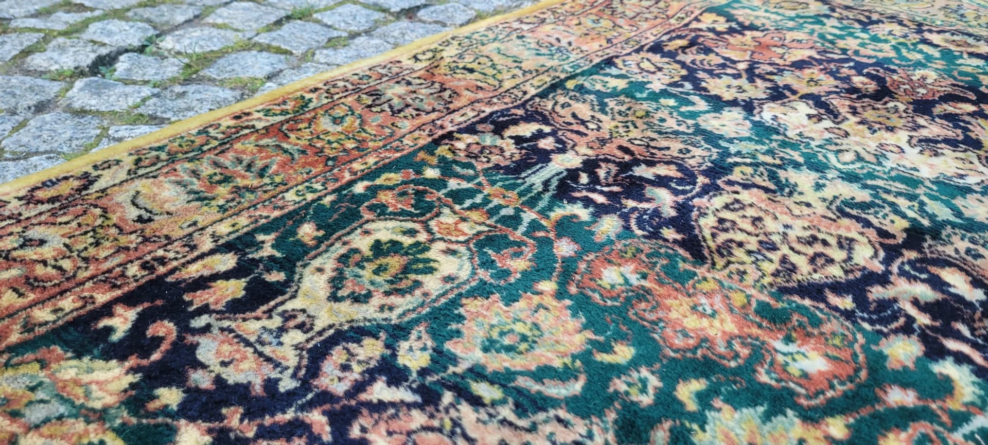 Dywan perski, zielony, wełna, 84x170 cm, Polska - 88219