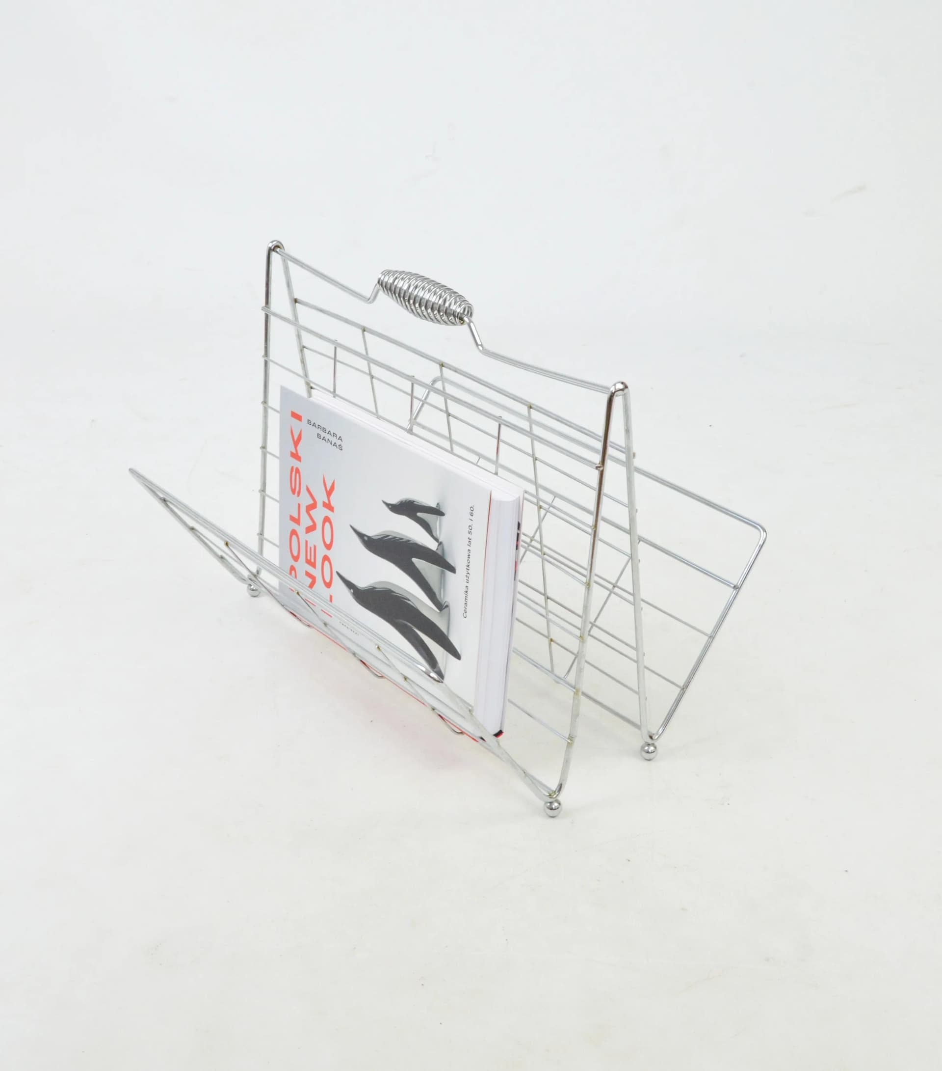 Magazine rack, grey metal, Poland, 1970s. - 85419