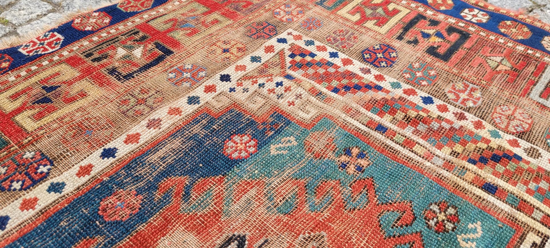 Dywan Kazak, 150x247 cm, multikolor, wełna, Azerbejdżan, XIX w. - 88190