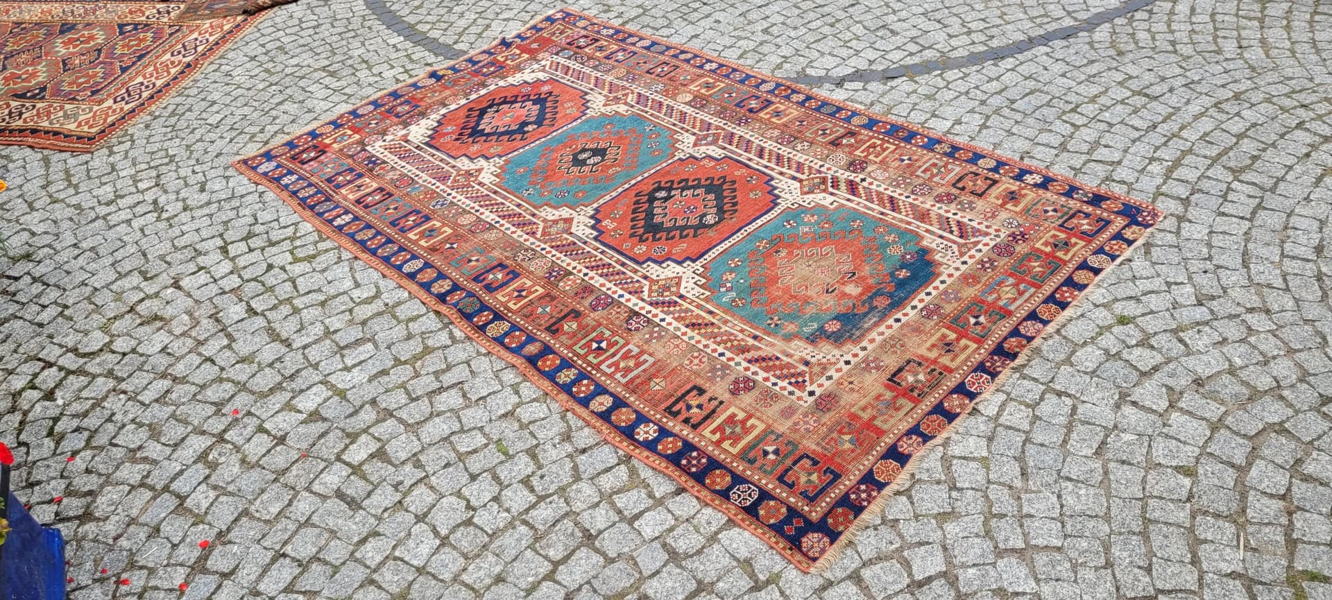 Dywan Kazak, 150x247 cm, multikolor, wełna, Azerbejdżan, XIX w. - 88192