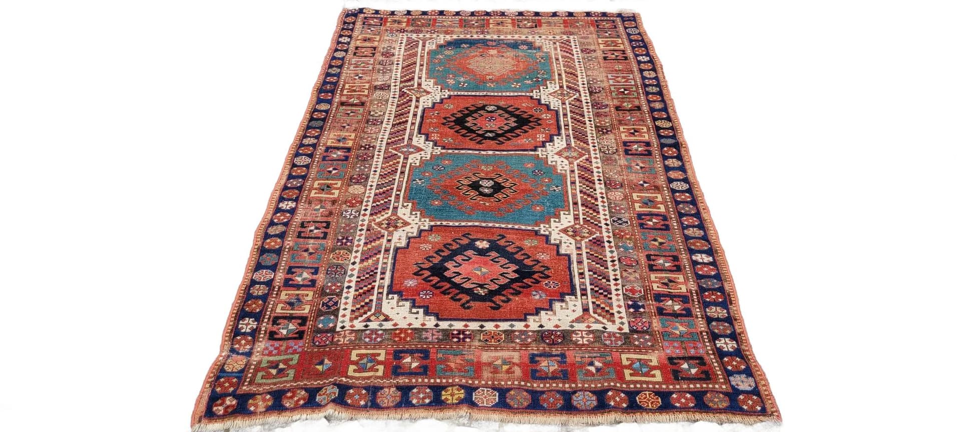 Dywan Kazak, 150x247 cm, multikolor, wełna, Azerbejdżan, XIX w.