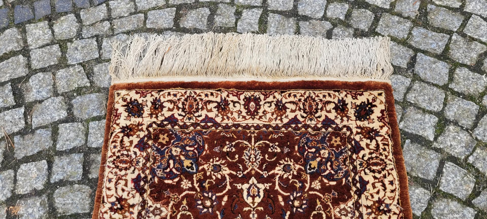 Dywan Ghom, 64x120 cm, jedwab brązowy, Iran - 88152