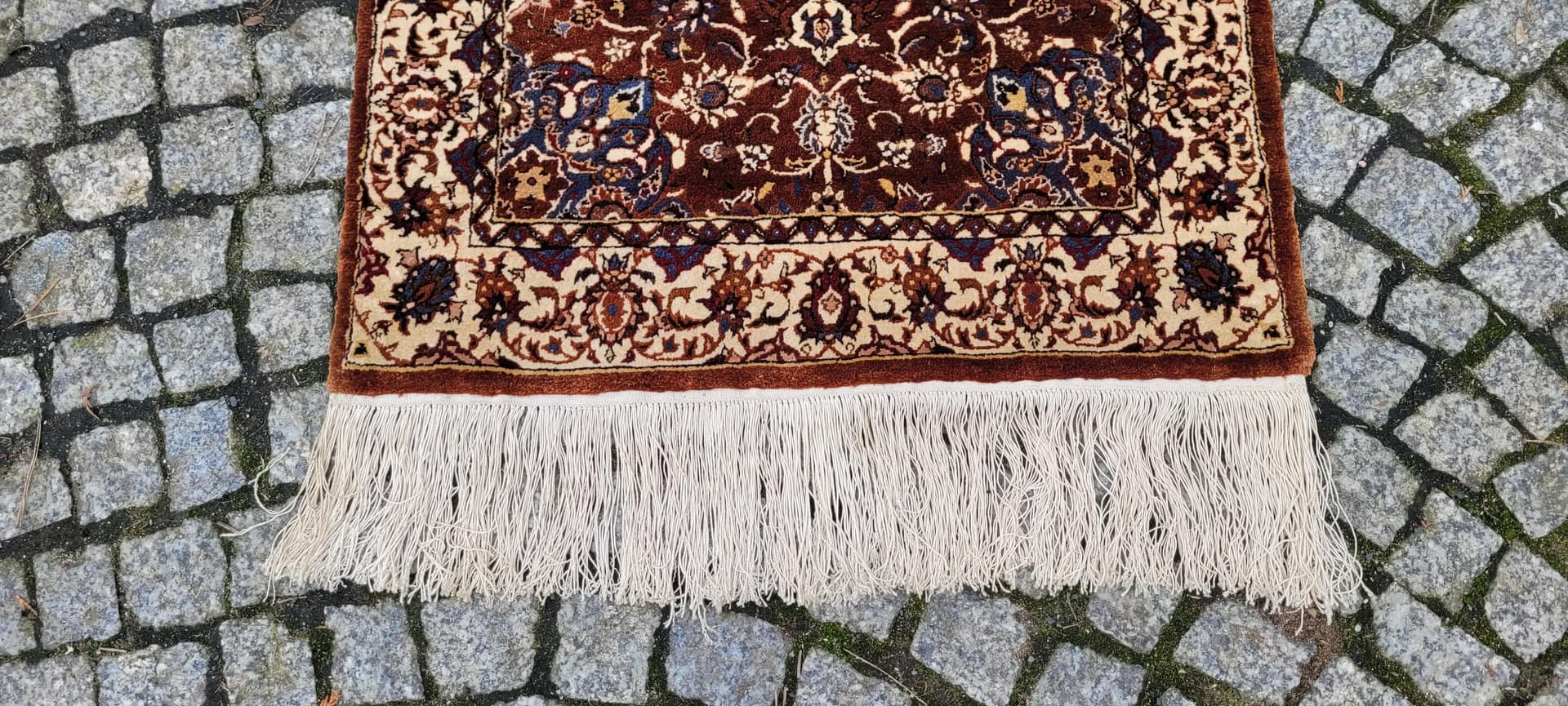 Dywan Ghom, 64x120 cm, jedwab brązowy, Iran - 88150