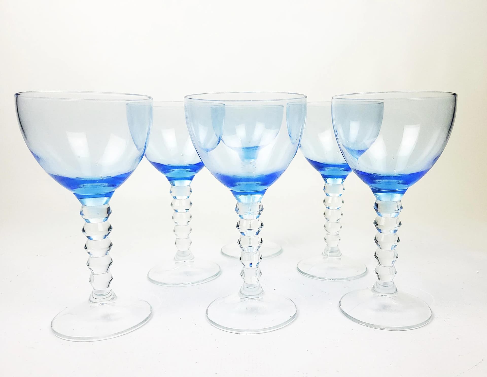 Zestaw kieliszków, niebieski, szkło, Polska, lata 80. - 85344