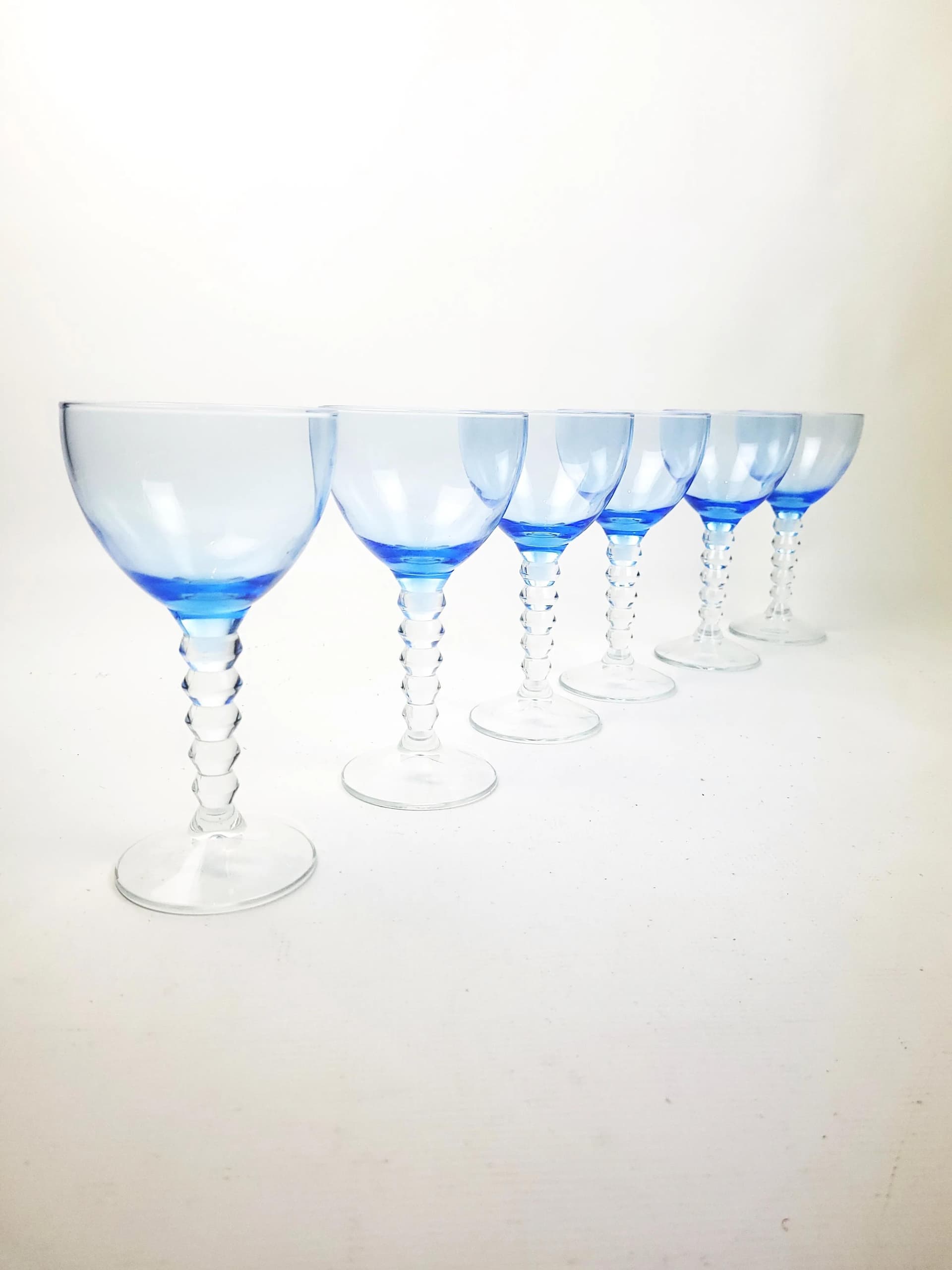 Zestaw kieliszków, niebieski, szkło, Polska, lata 80. - 85342