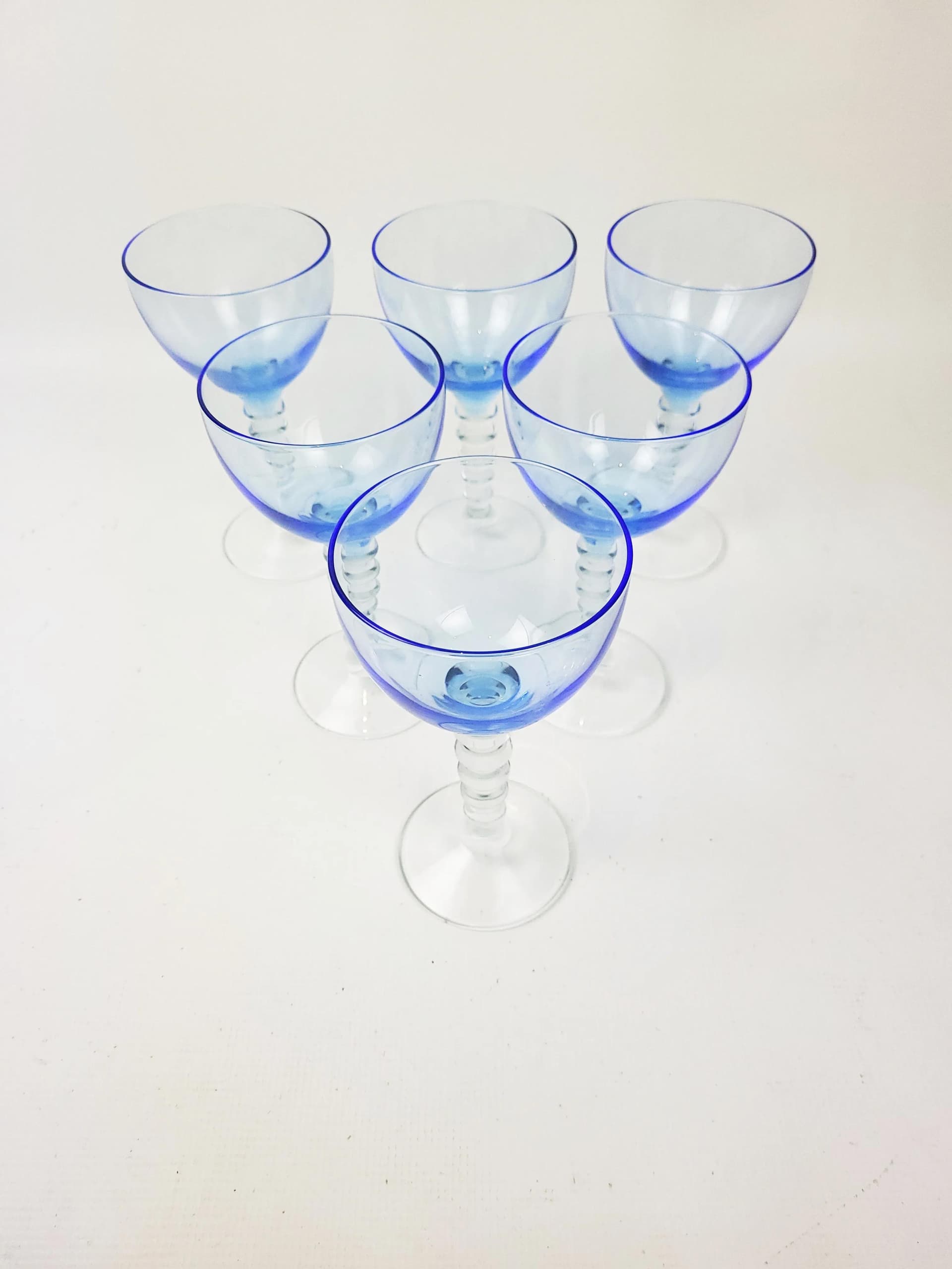 Zestaw kieliszków, niebieski, szkło, Polska, lata 80. - 85338