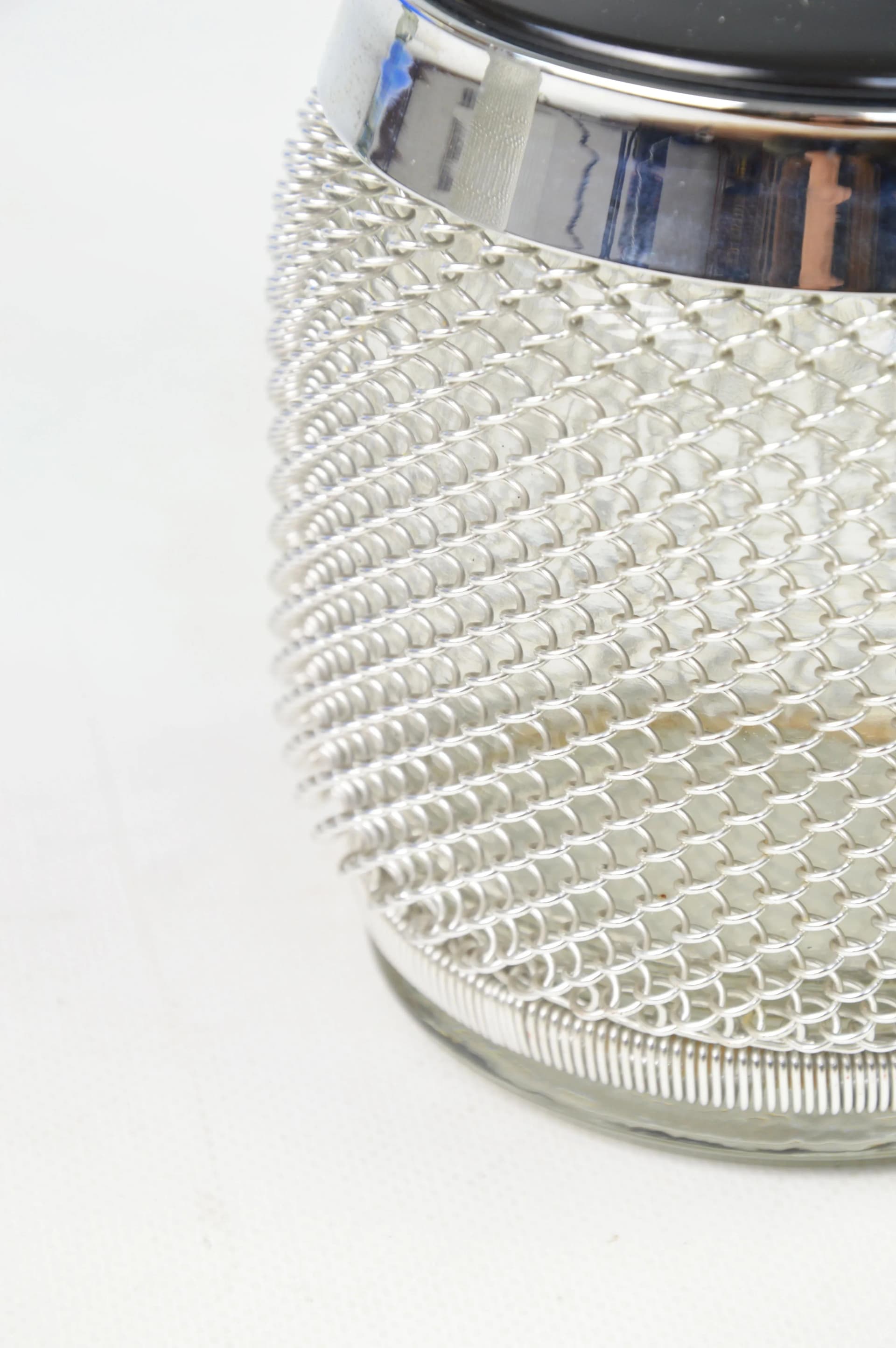 Zestaw barmański Mercuria, szkło przezroczyste, metal srebrny, Czechosłowacja, lata 70. - 85275