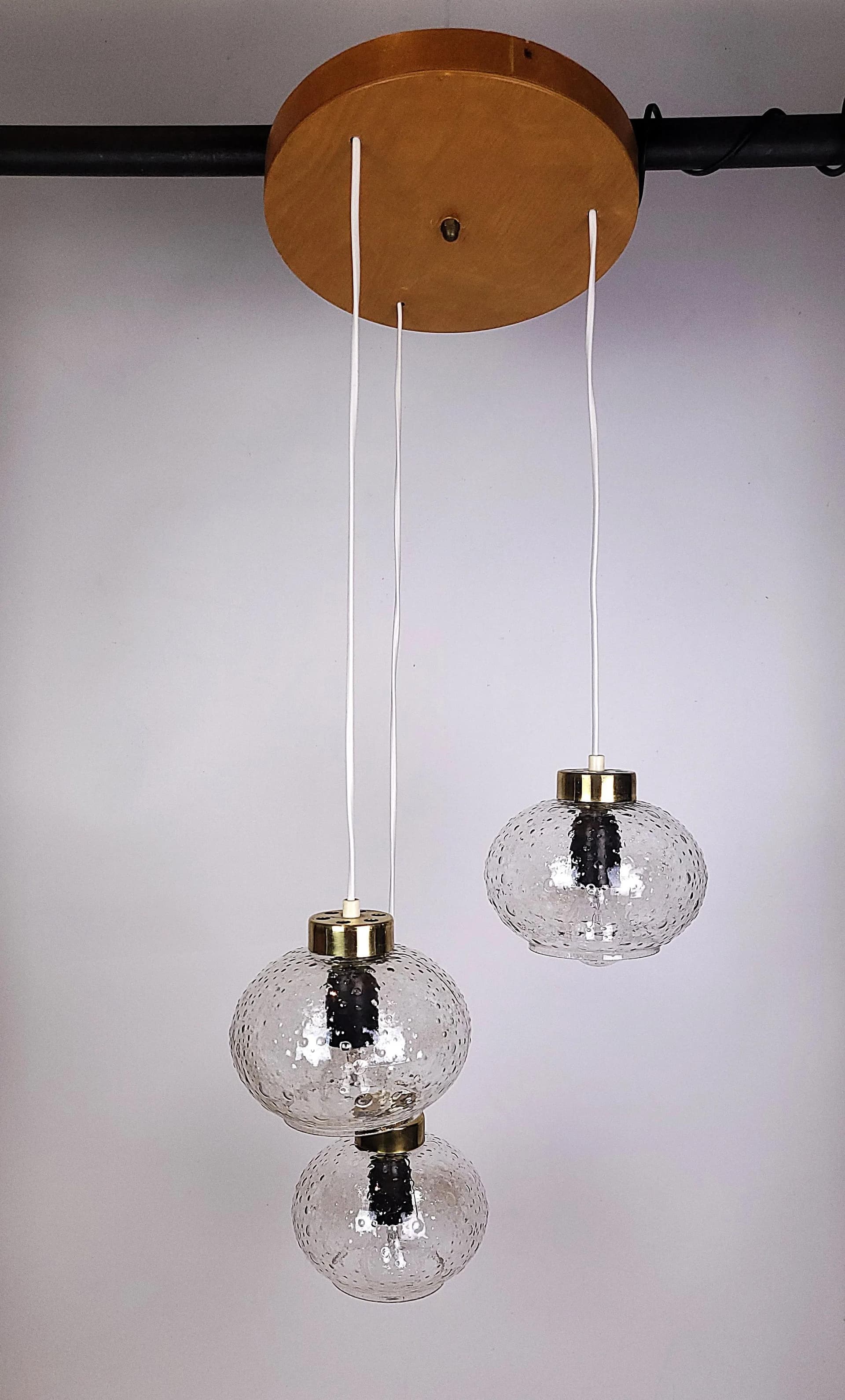 Lampa kaskadowa, transparent, szkło, Polska, lata 70. - 85262