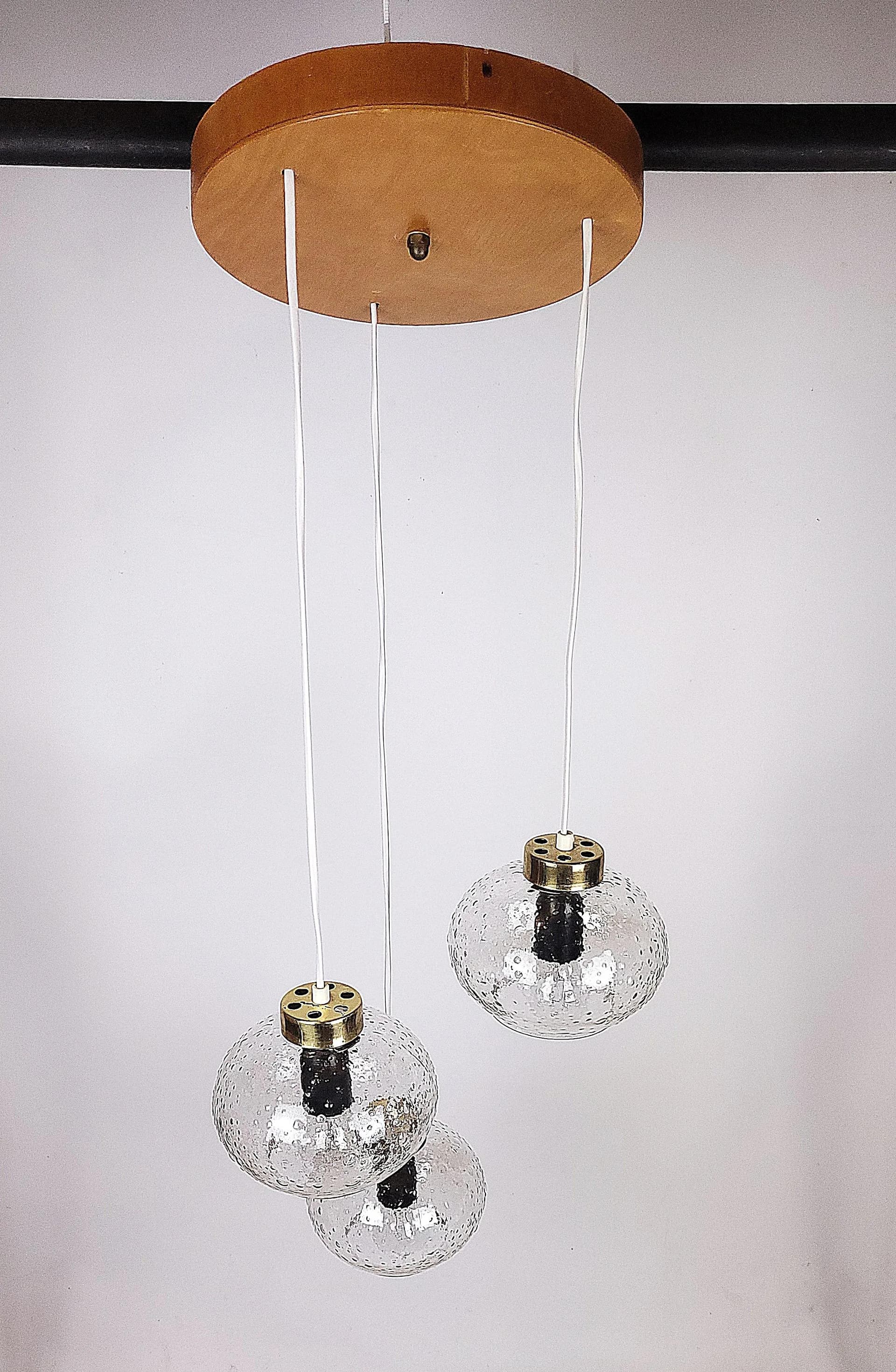 Lampa kaskadowa, transparent, szkło, Polska, lata 70. - 85263