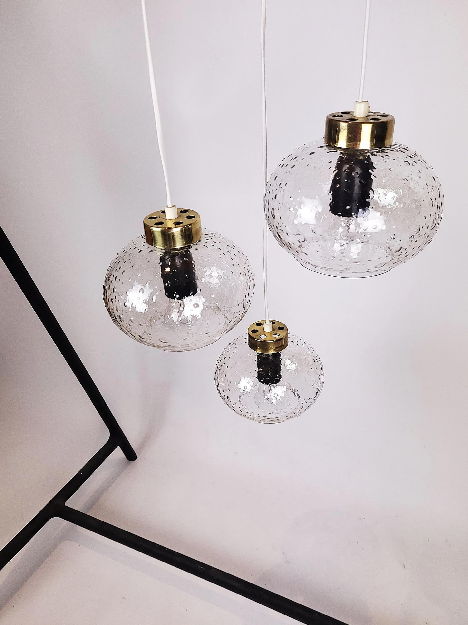 Lampa kaskadowa, transparent, szkło, Polska, lata 70. - 85266