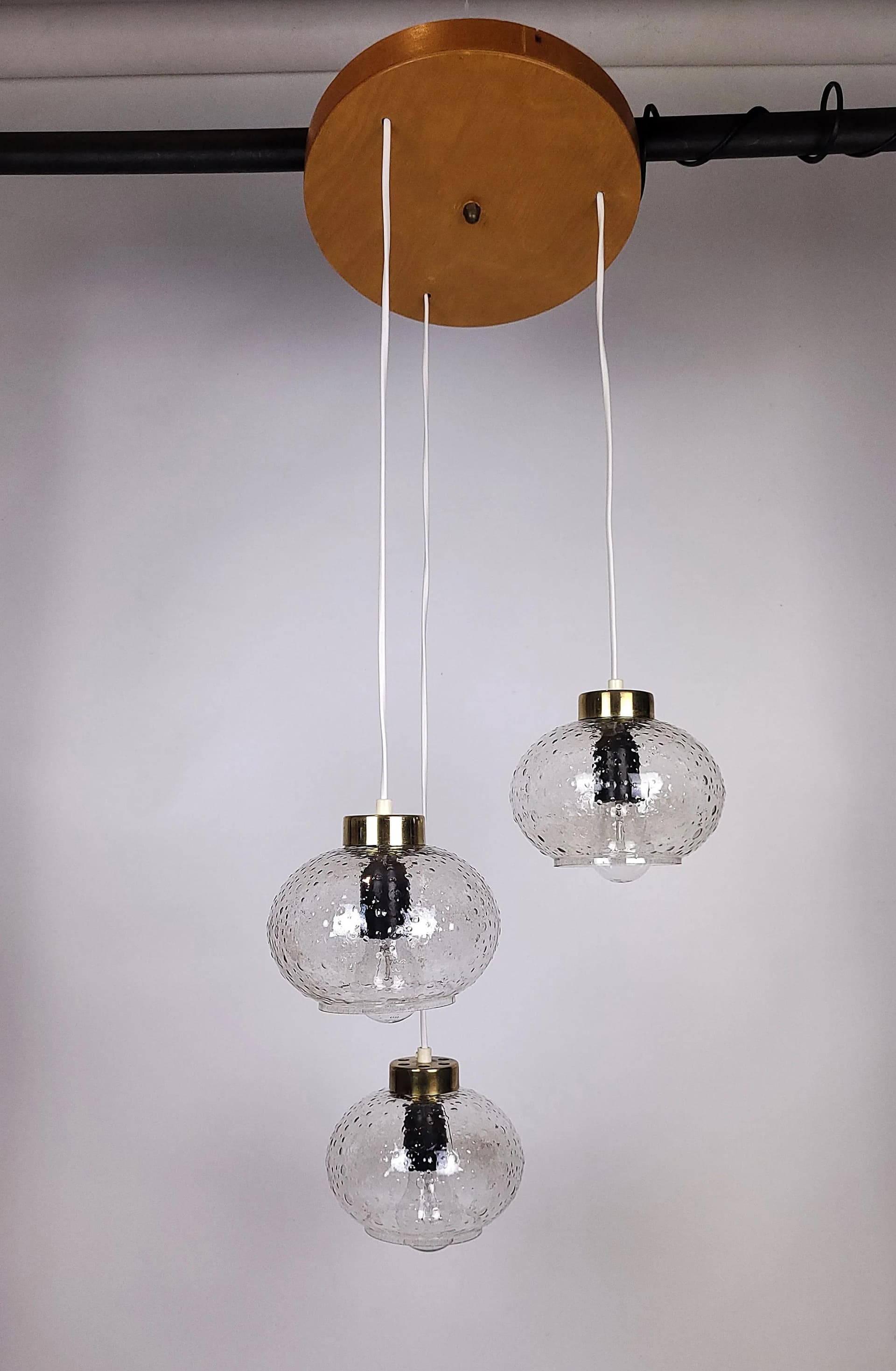 Lampa kaskadowa, transparent, szkło, Polska, lata 70. - 85261