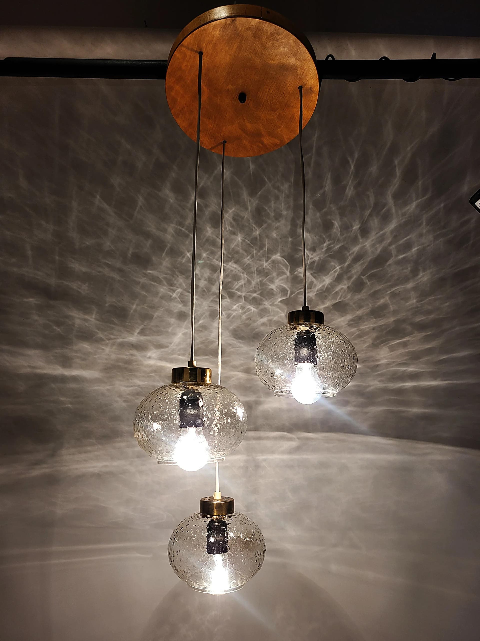 Lampa kaskadowa, transparent, szkło, Polska, lata 70. - 85268