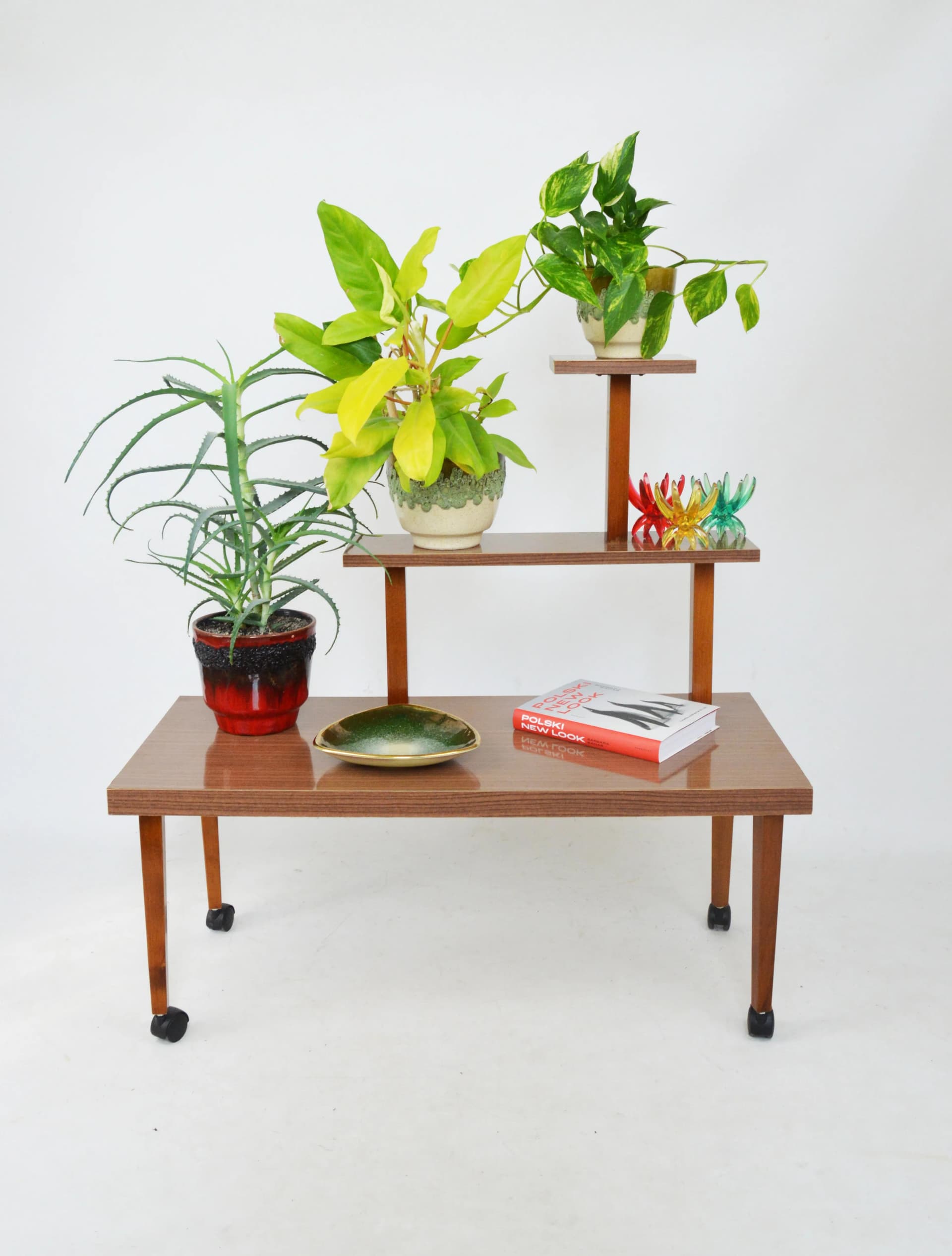 Mobile plant stand, brown wood, Germany, 1980s - 85255