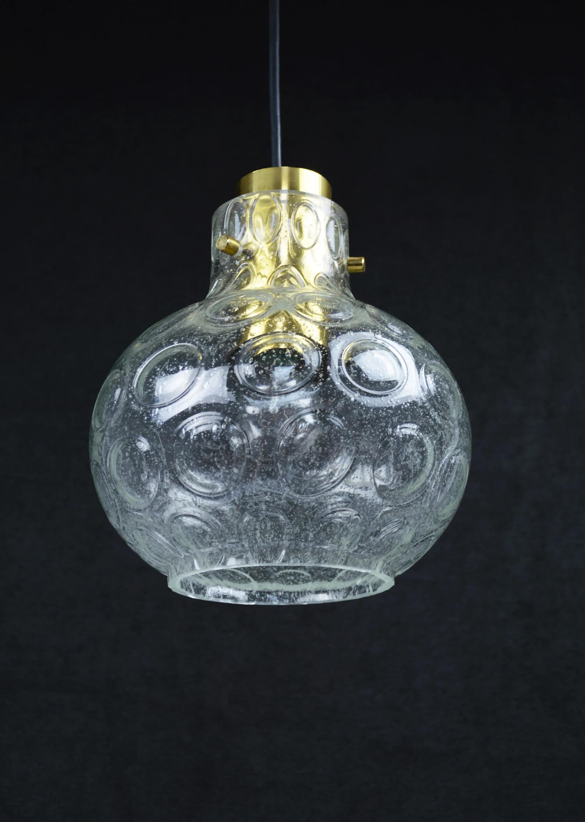 Lampa wisząca, transparent, szkło, Polska, lata 70. - 85224