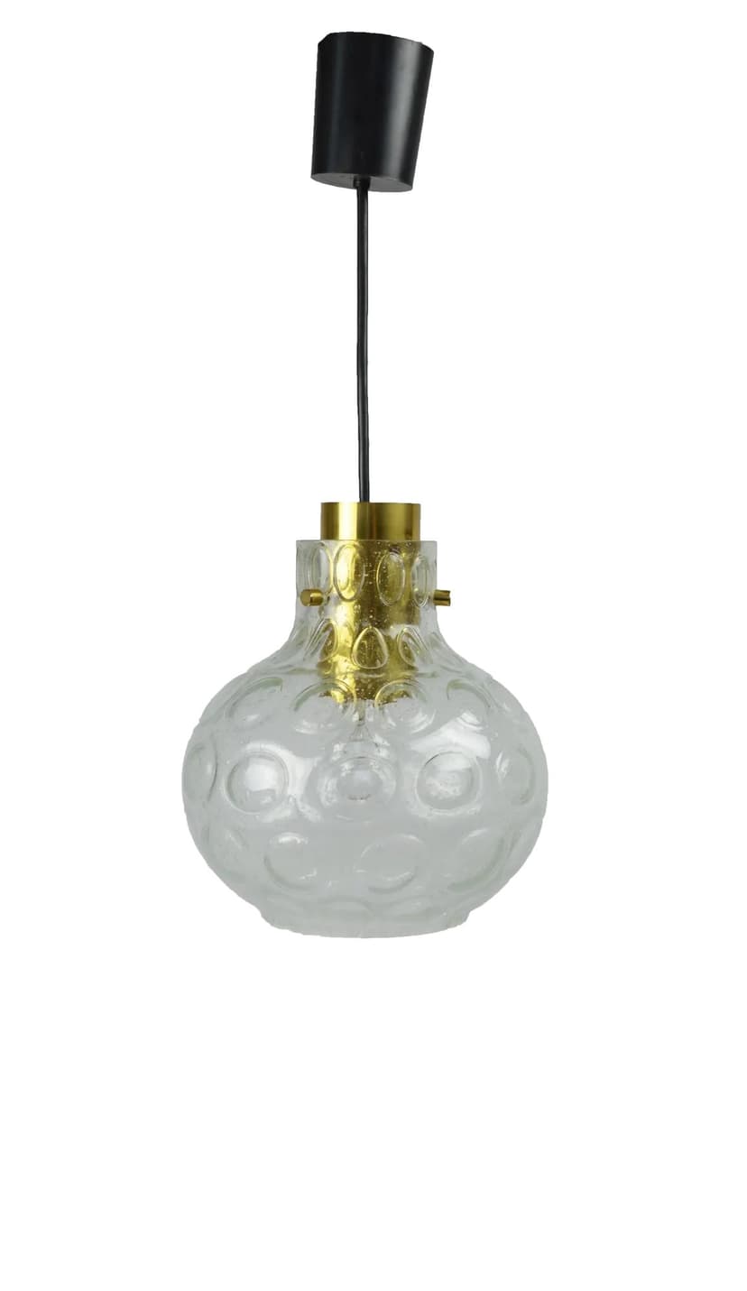 Lampa wisząca, transparent, szkło, Polska, lata 70.