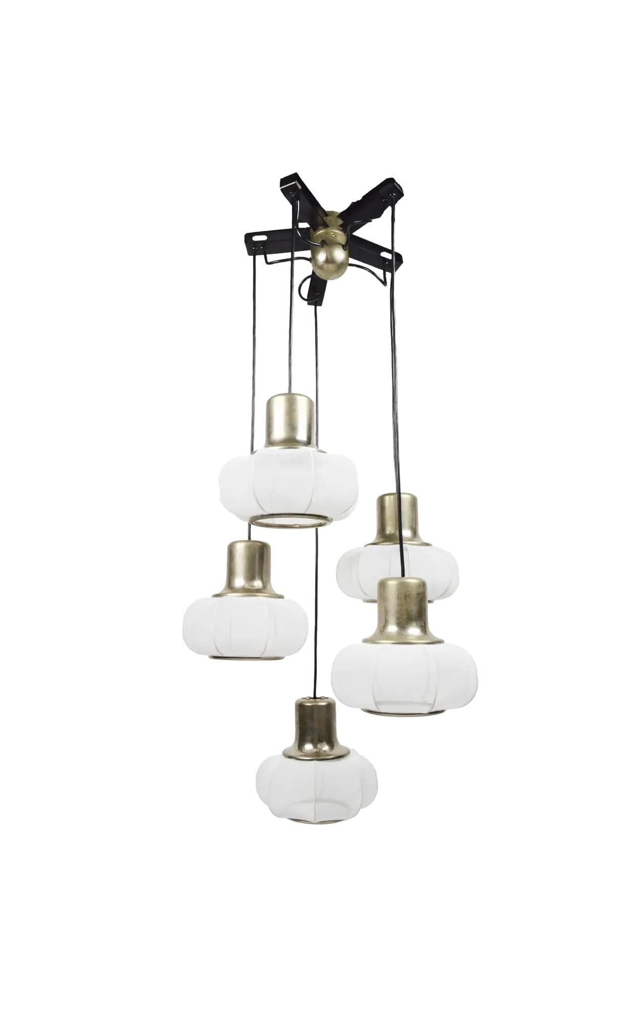 Lampa kaskadowa Space Age, biała, metal, Polska, lata 70.