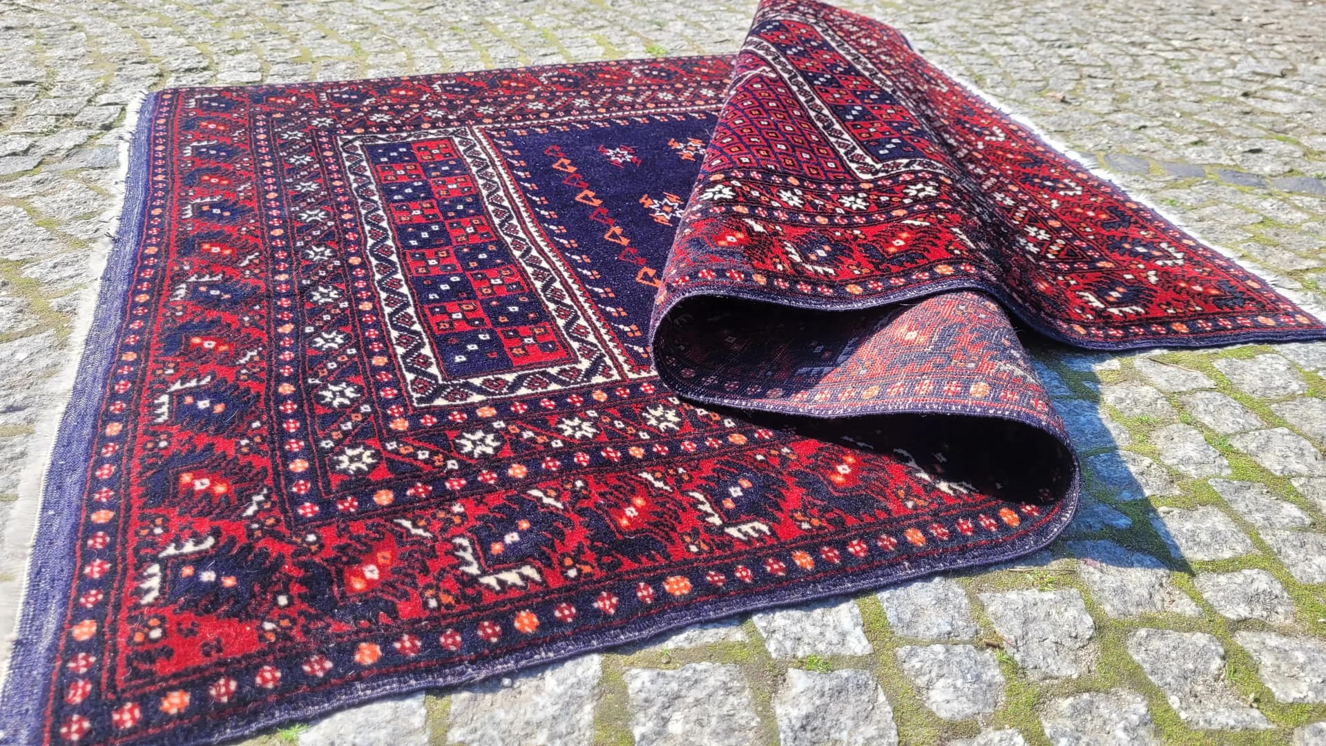 Dywan perski anatolijski, 116x164 cm, wełna granatowa, Turcja, lata 60. - 88048