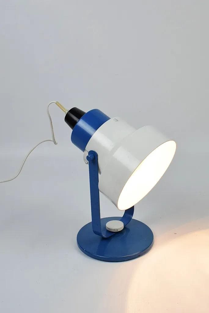 Lampka biurkowa, niebieski, metal, Polska, lata 80. - 85162