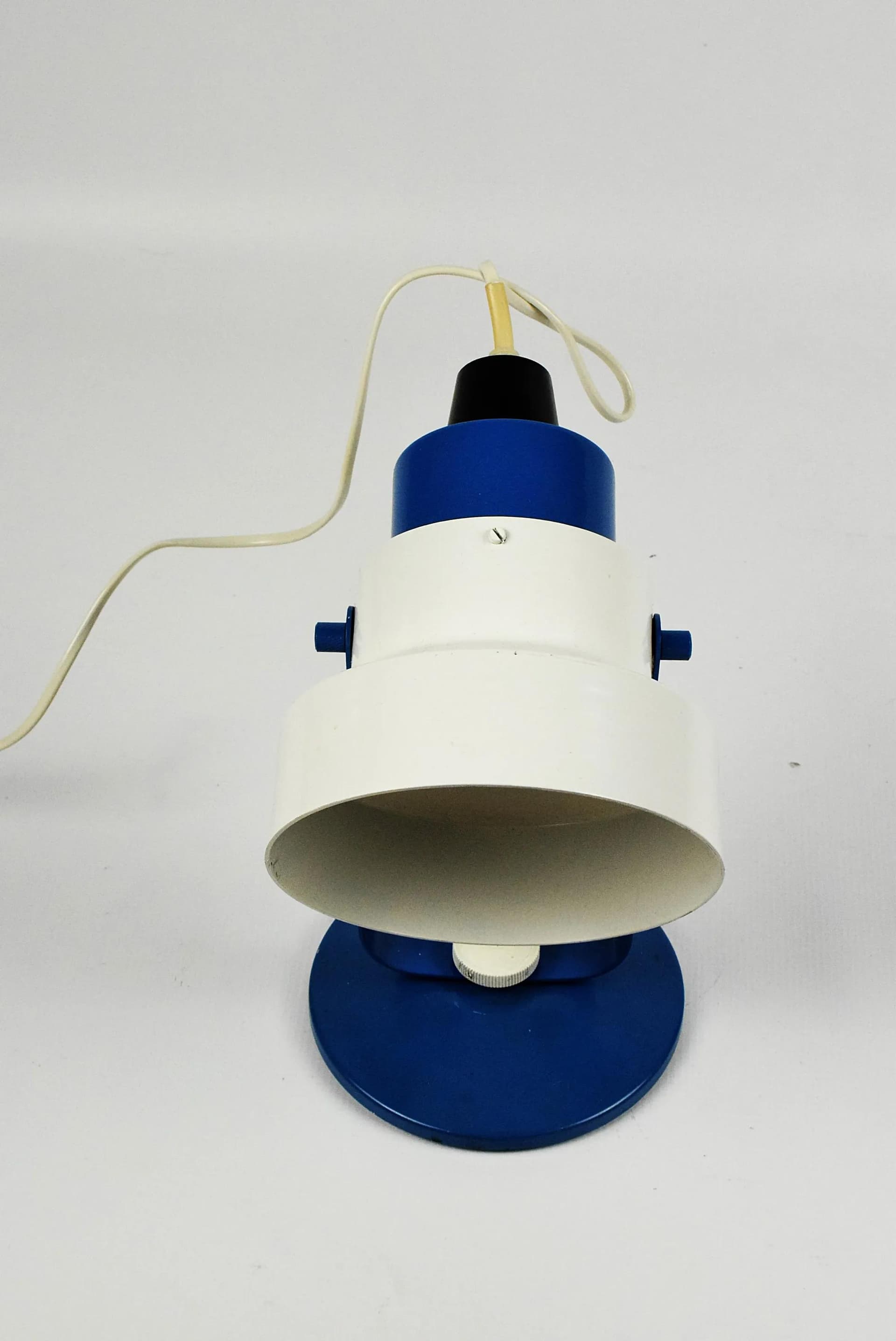 Lampka biurkowa, niebieski, metal, Polska, lata 80. - 85166