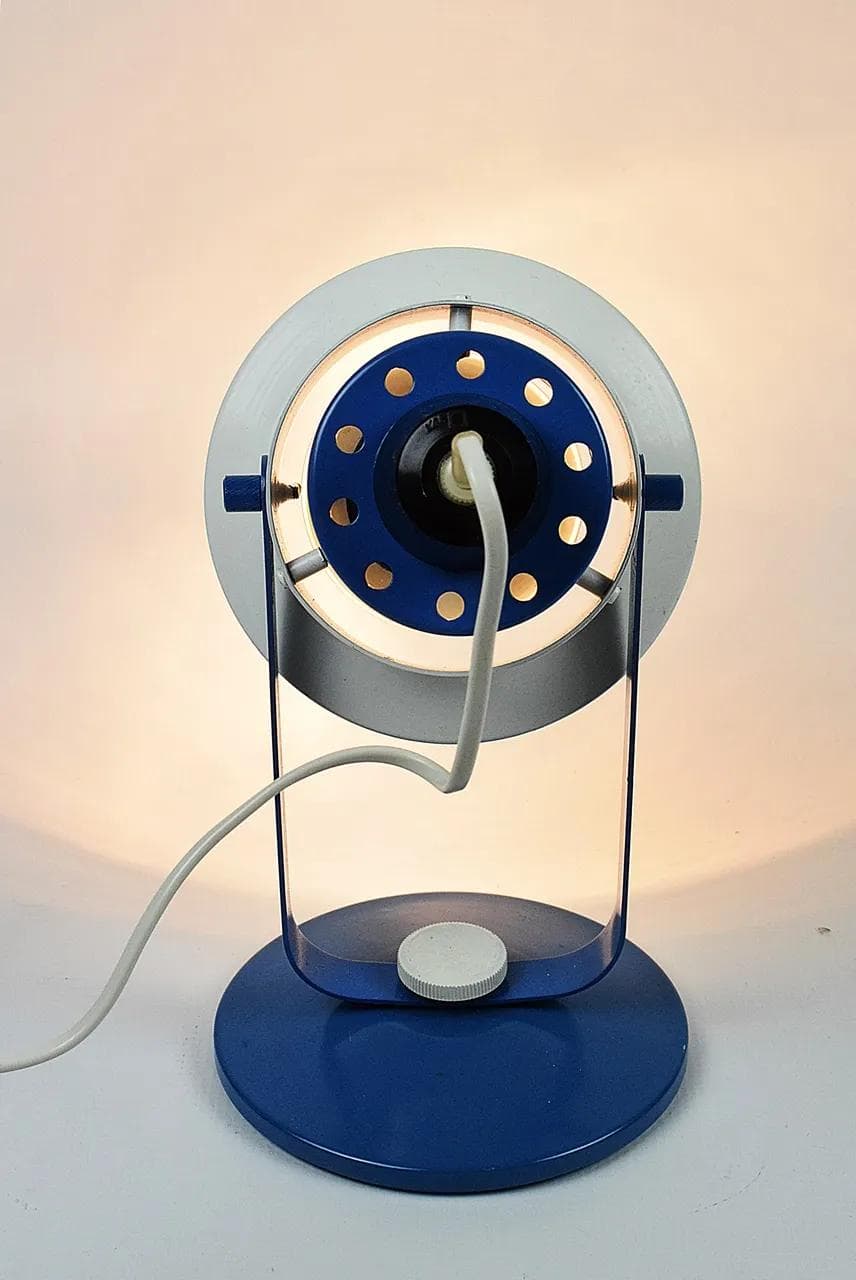 Lampka biurkowa, niebieski, metal, Polska, lata 80. - 85165