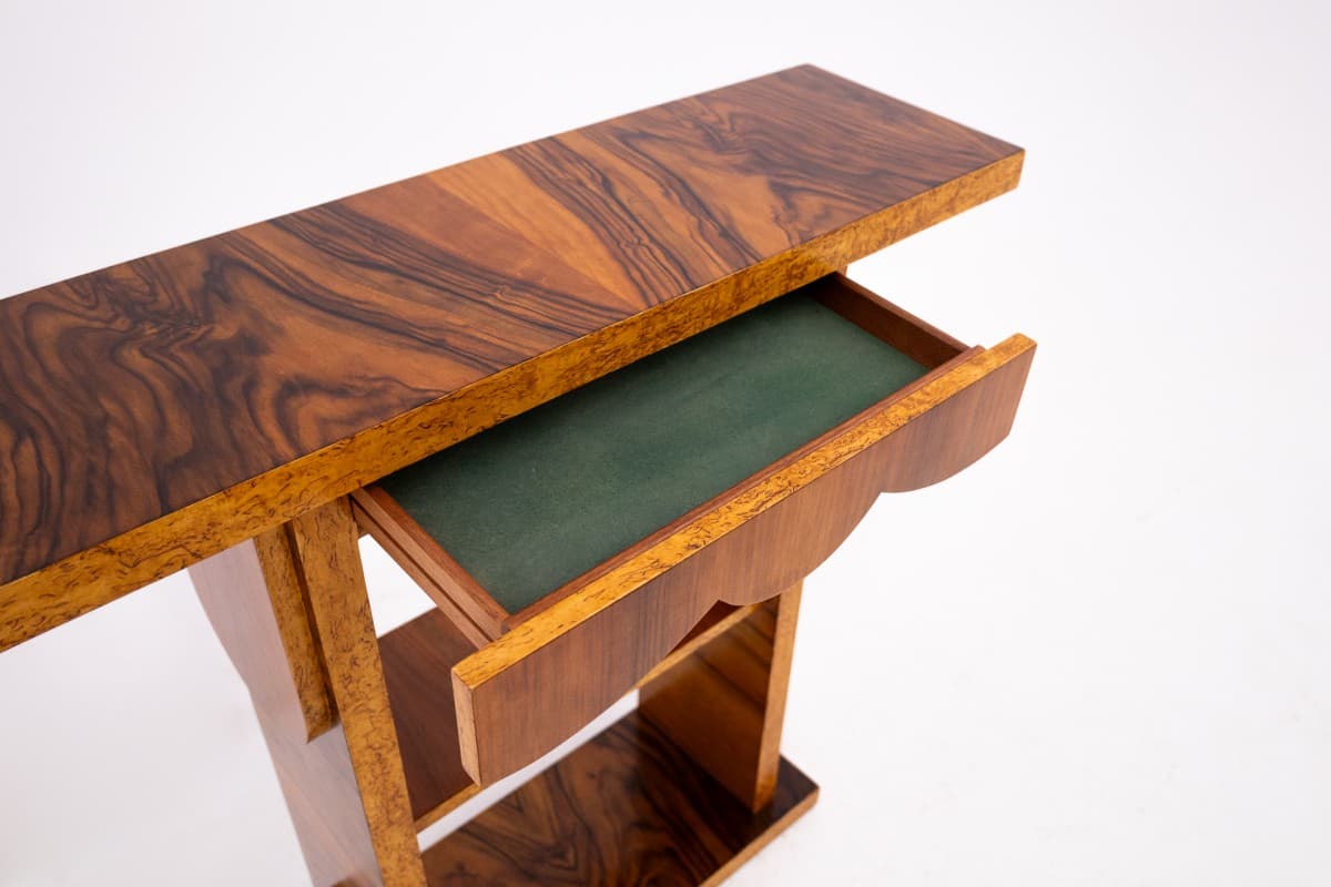 Orzechowa konsola Art Deco, Polska, lata 50. - 57696